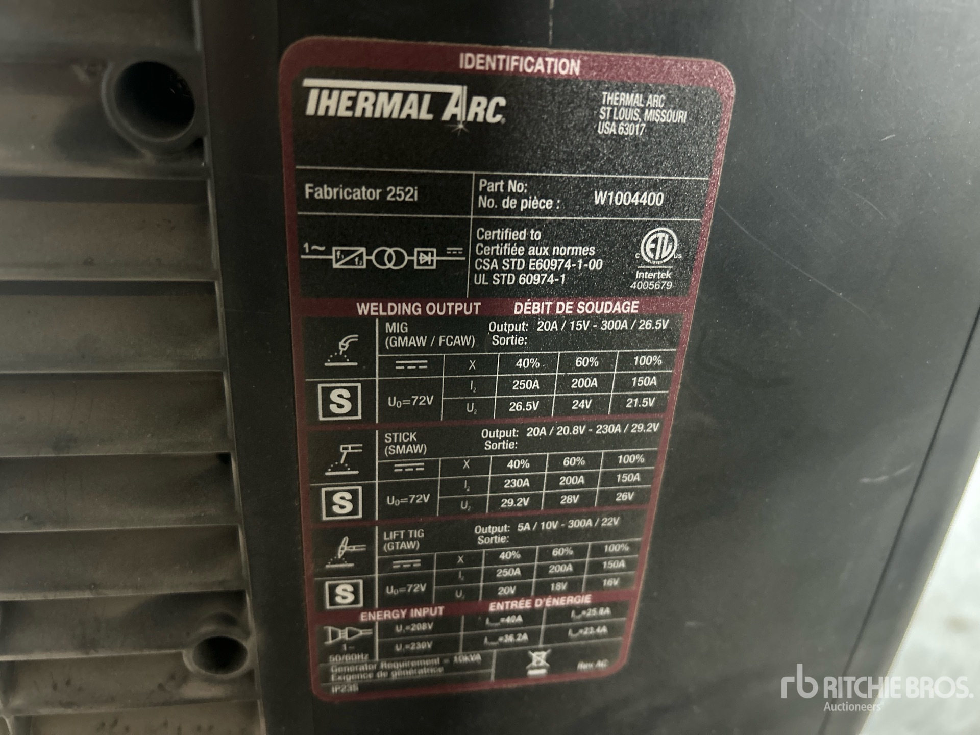 General Appearance with Serial Number / VIN