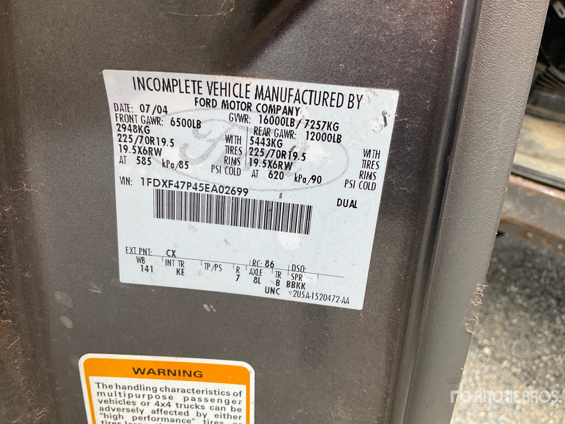 General Appearance with Serial Number / VIN