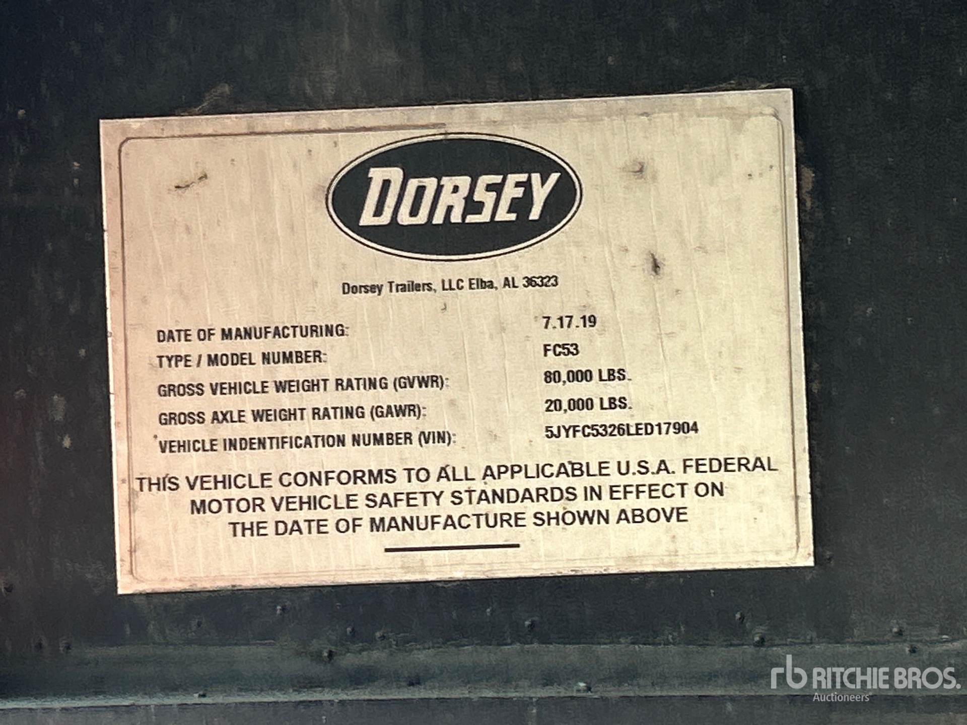 General Appearance with Serial Number / VIN