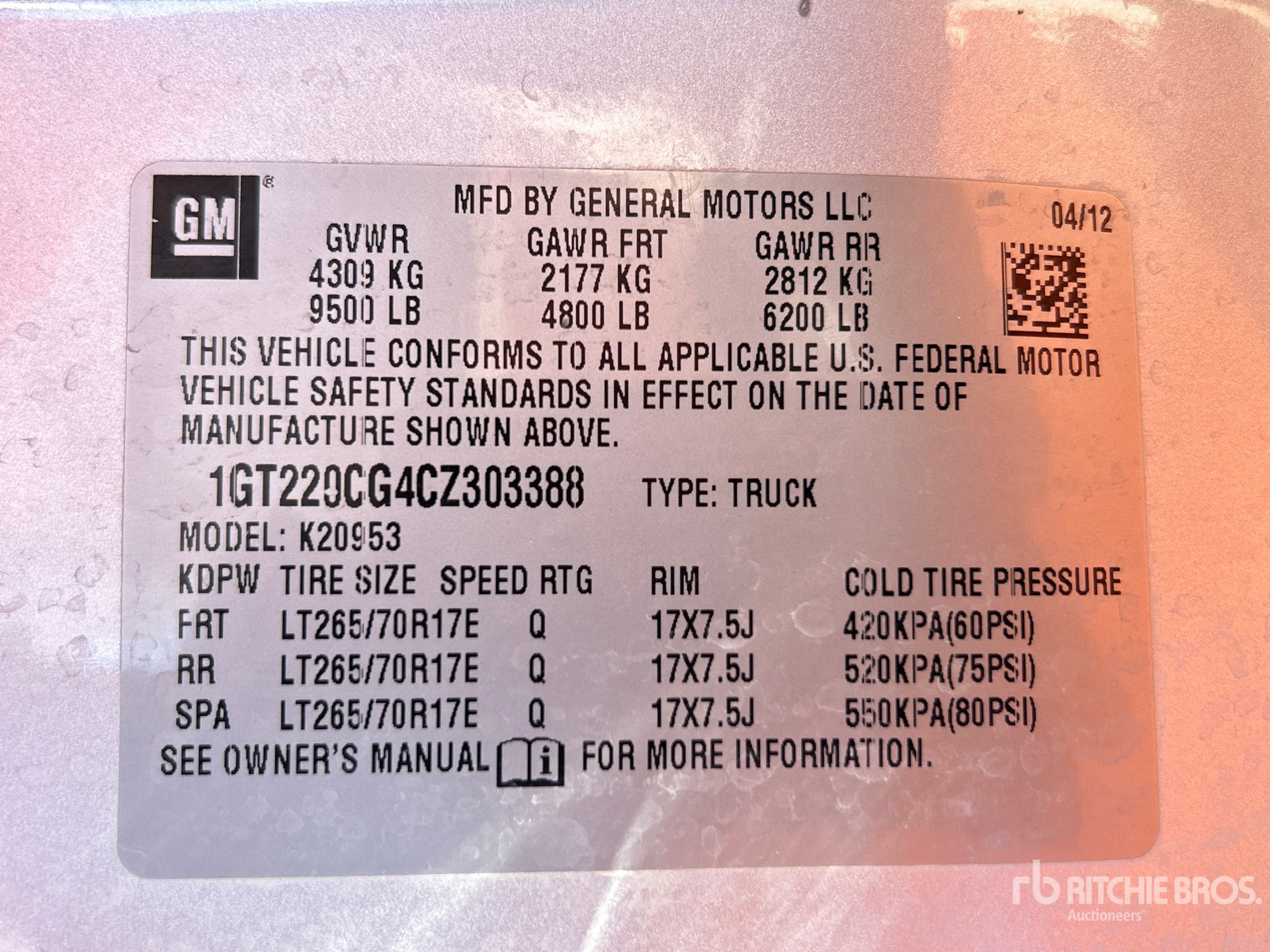 General Appearance with Serial Number / VIN
