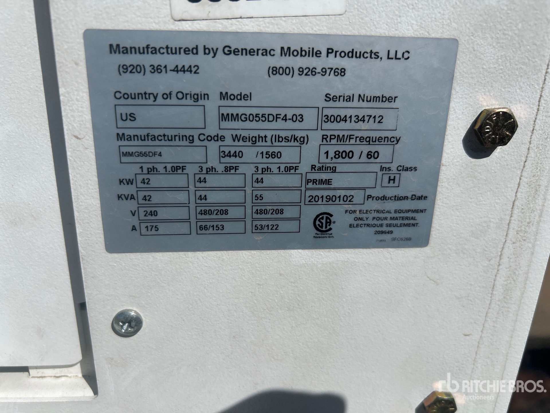 General Appearance with Serial Number / VIN