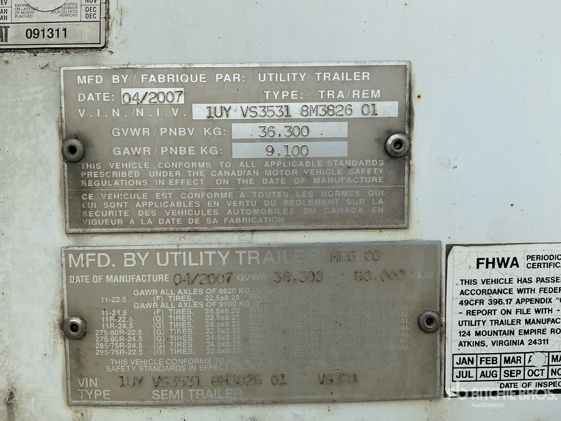 General Appearance with Serial Number / VIN