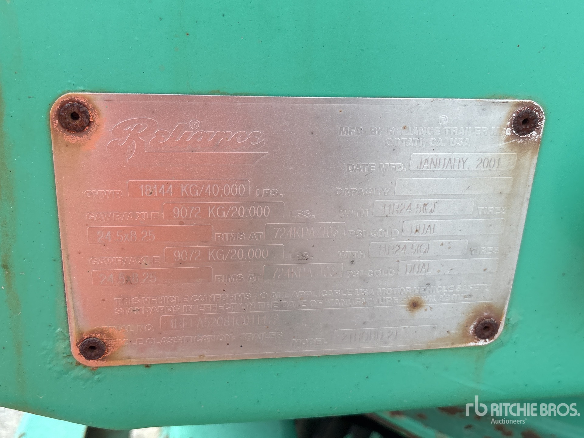 General Appearance with Serial Number / VIN