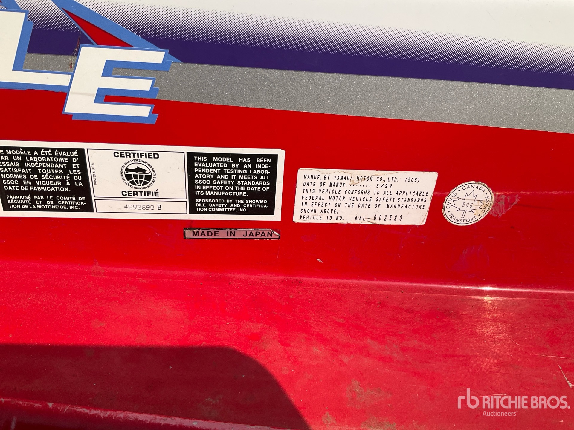 General Appearance with Serial Number / VIN