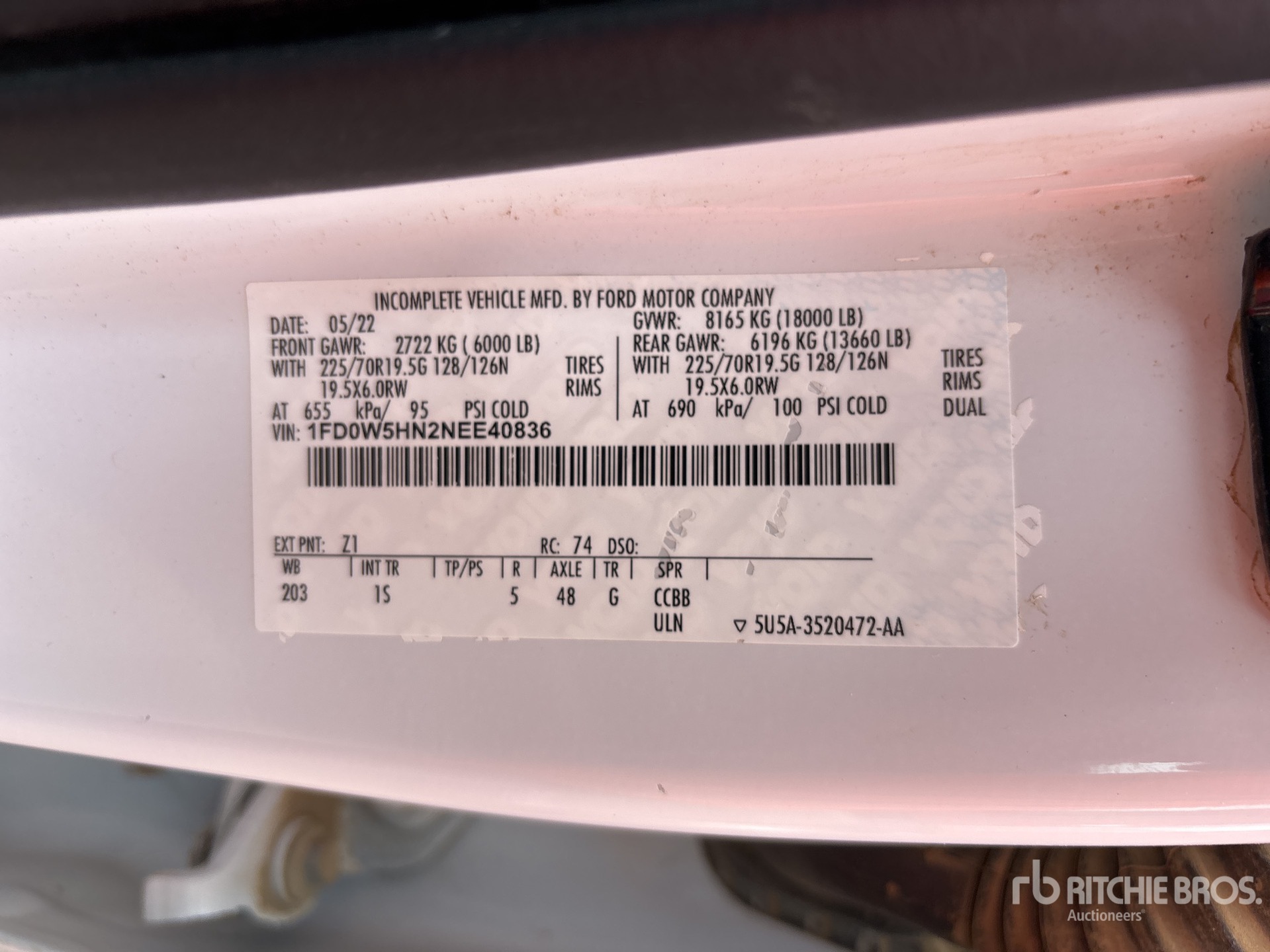 General Appearance with Serial Number / VIN