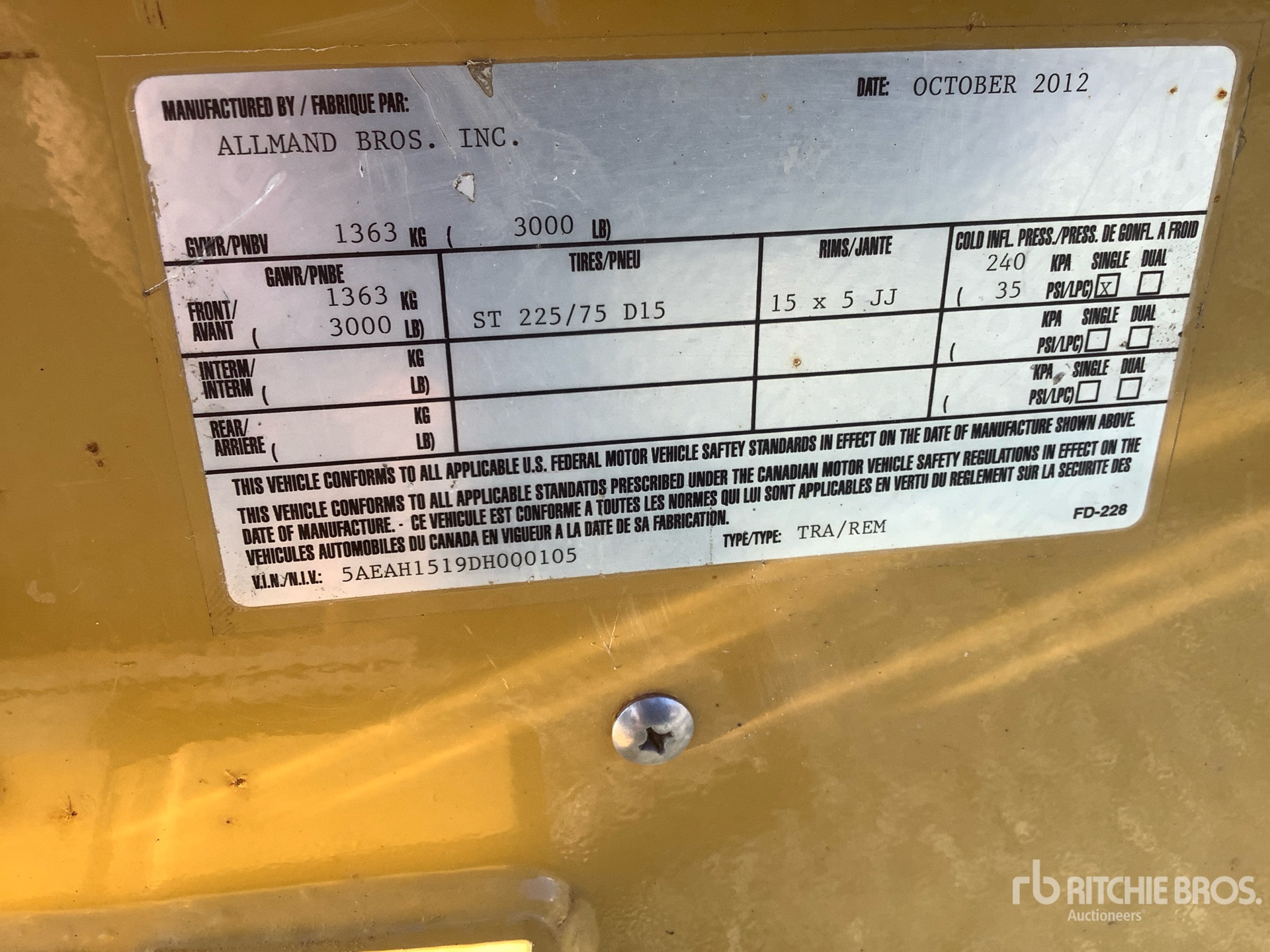General Appearance with Serial Number / VIN