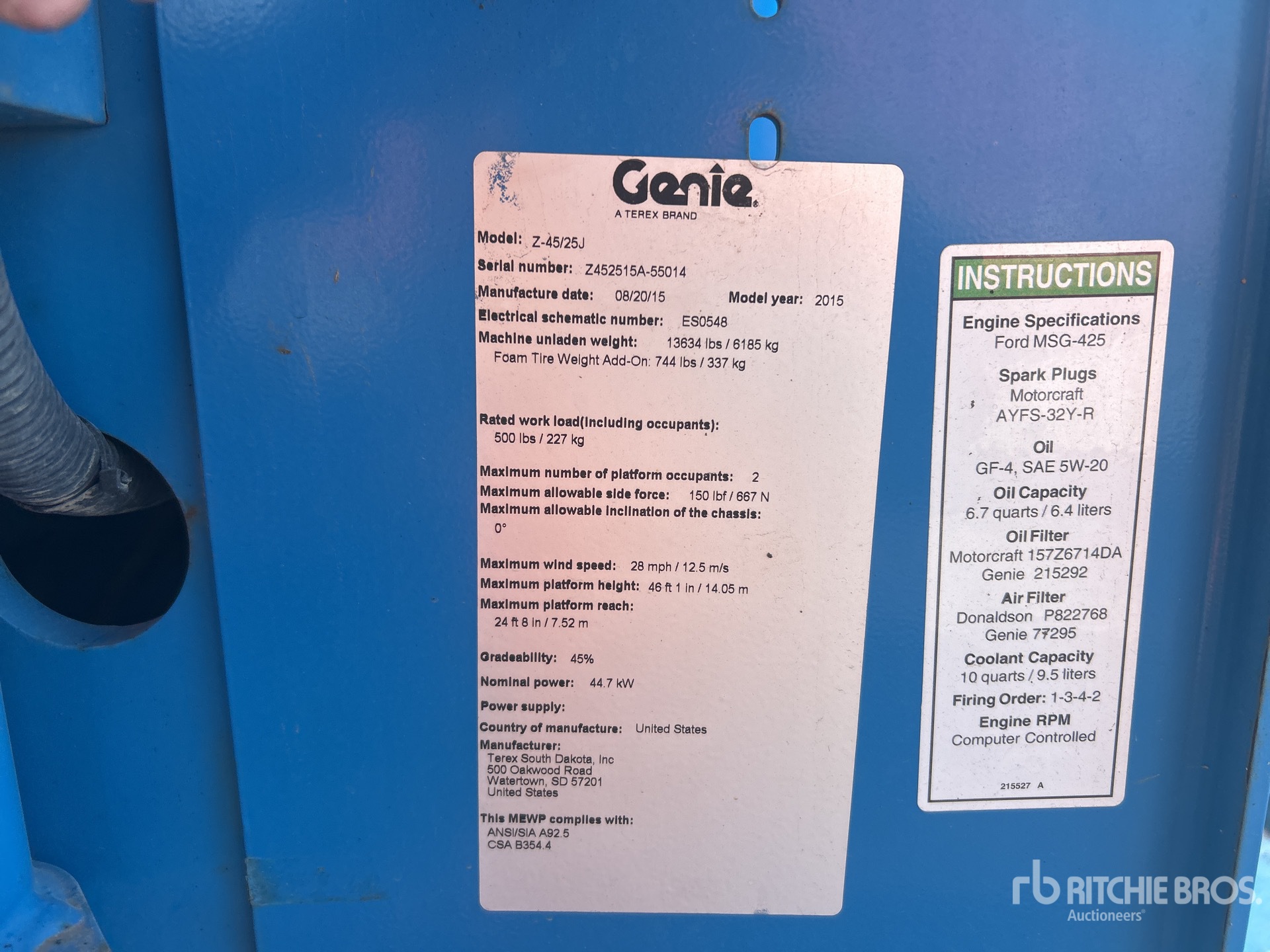 General Appearance with Serial Number / VIN
