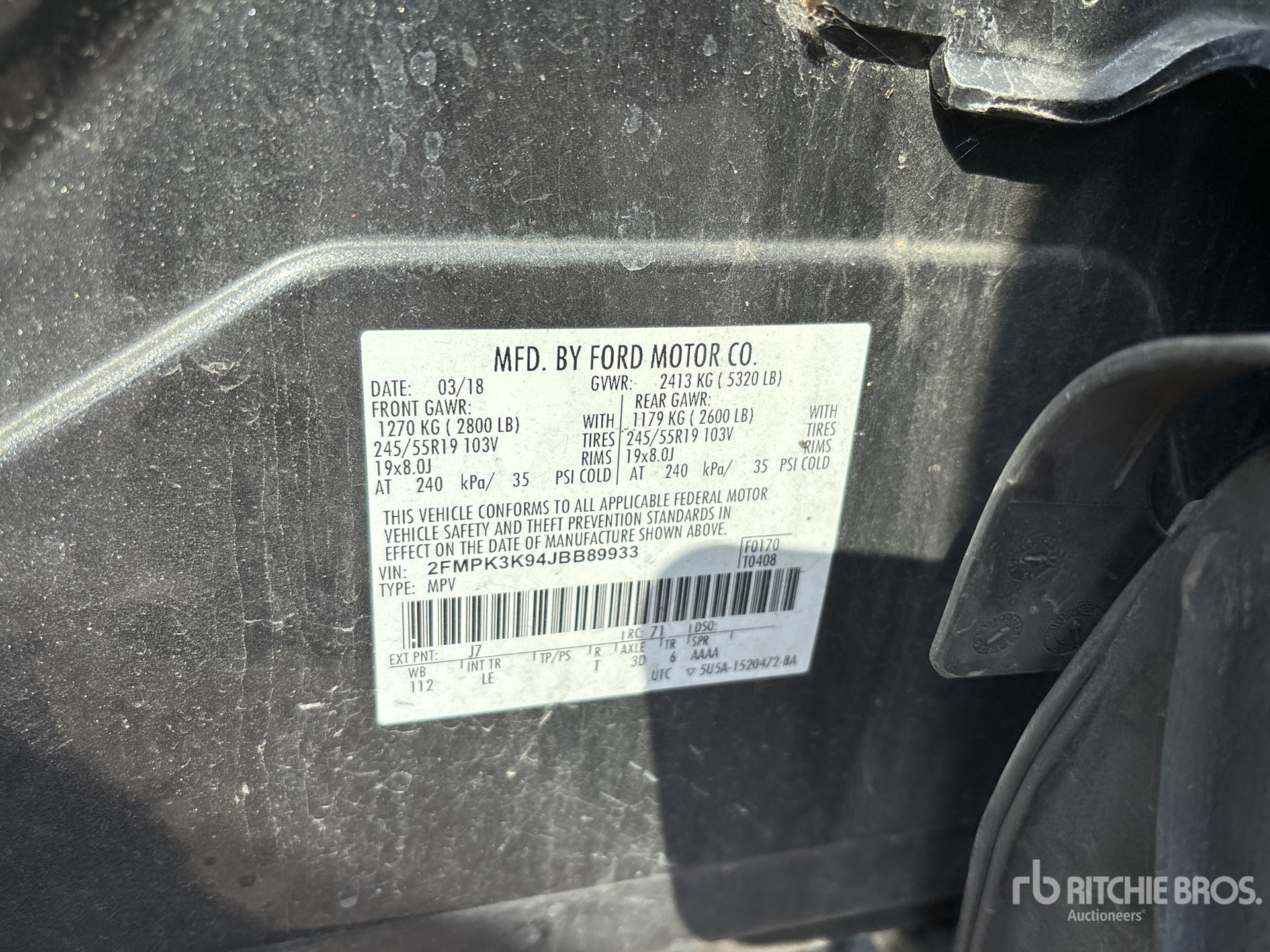 General Appearance with Serial Number / VIN