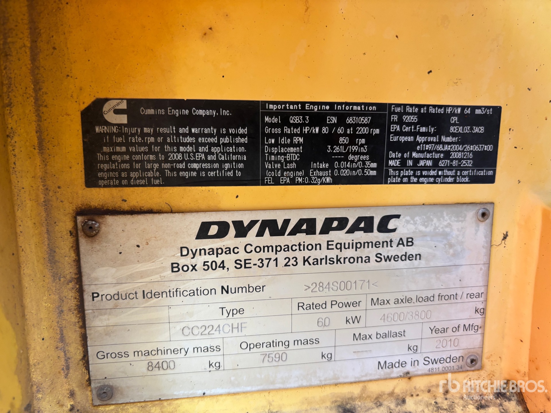 General Appearance with Serial Number / VIN