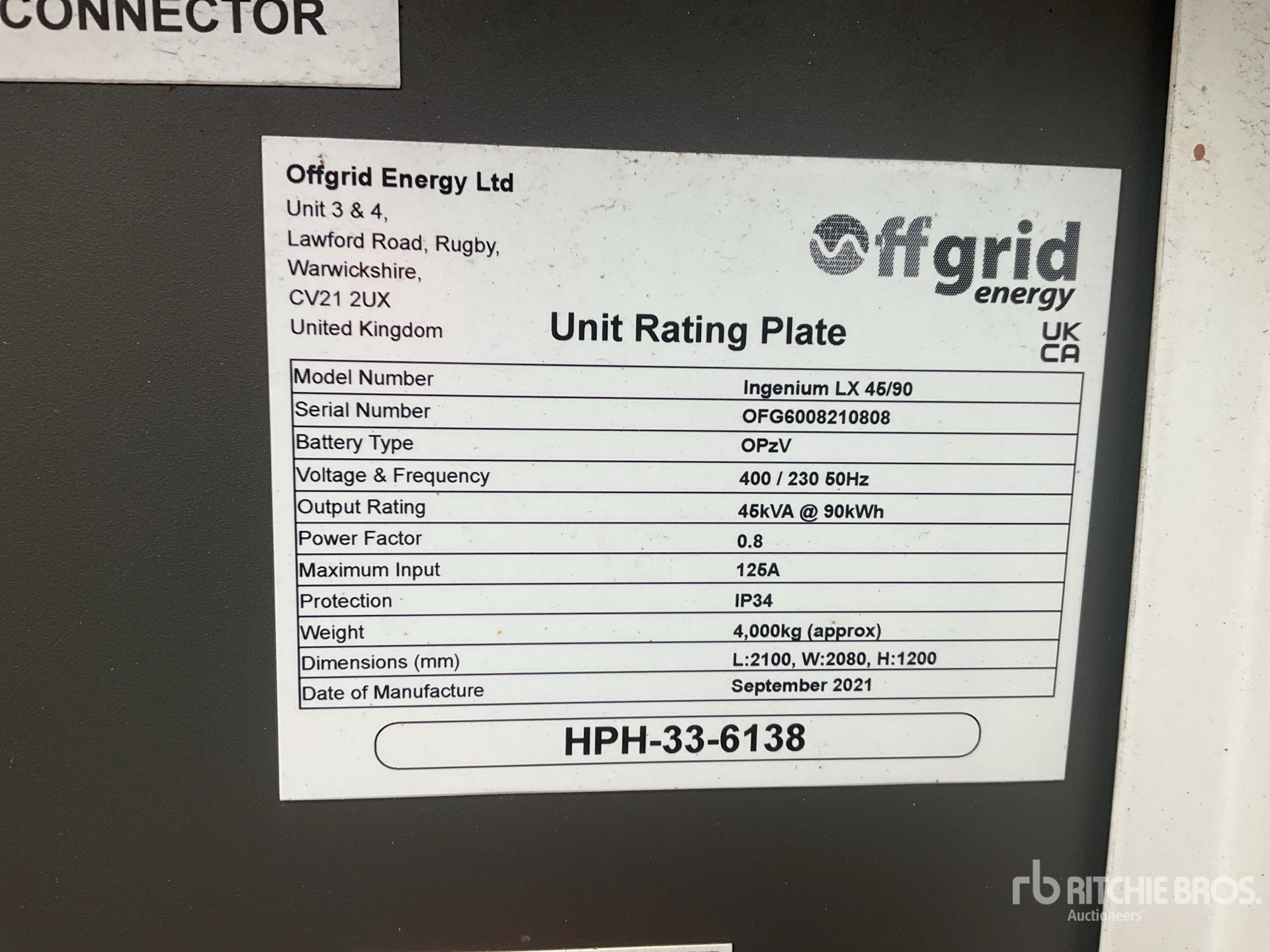 General Appearance with Serial Number / VIN