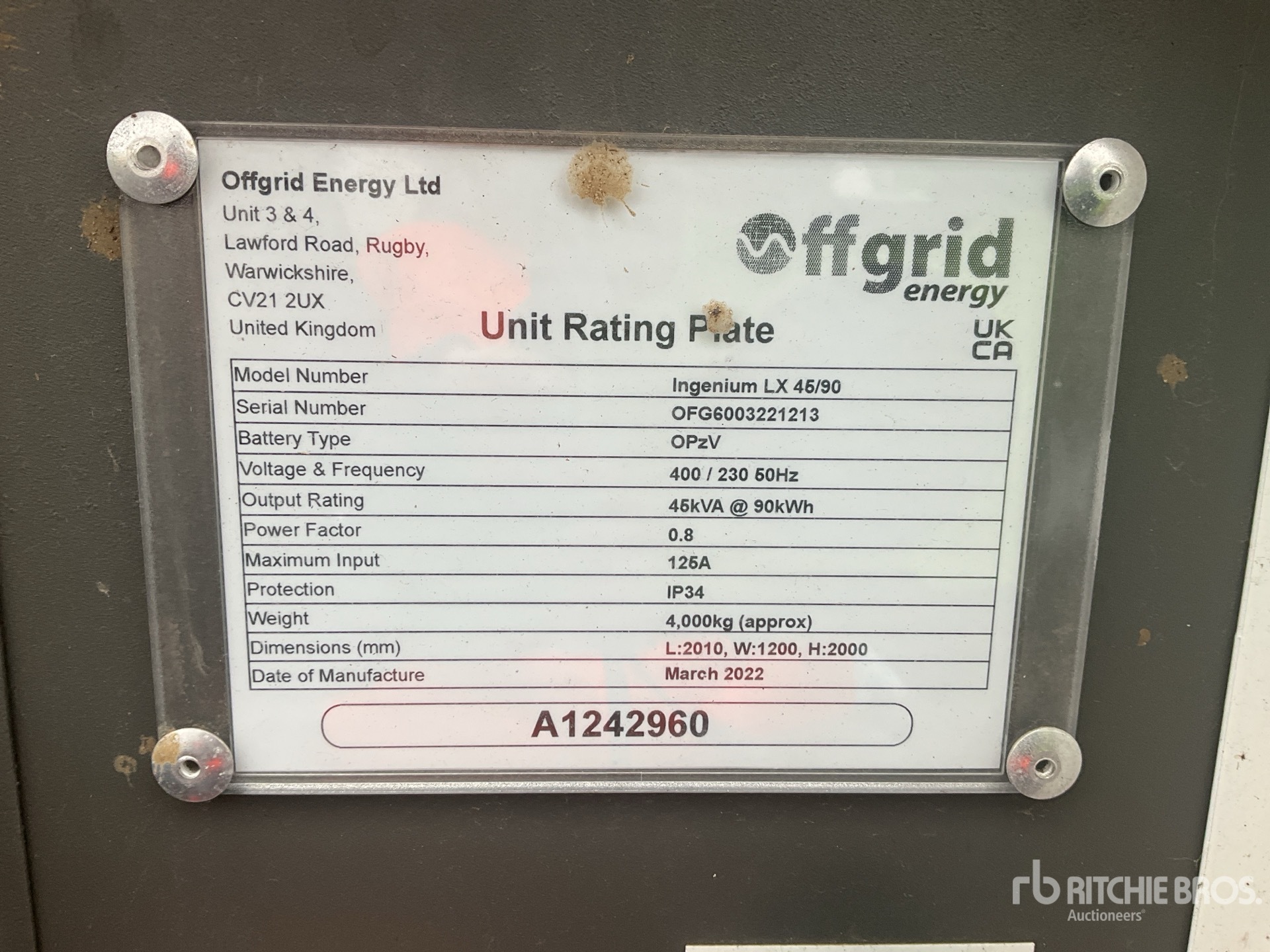 General Appearance with Serial Number / VIN