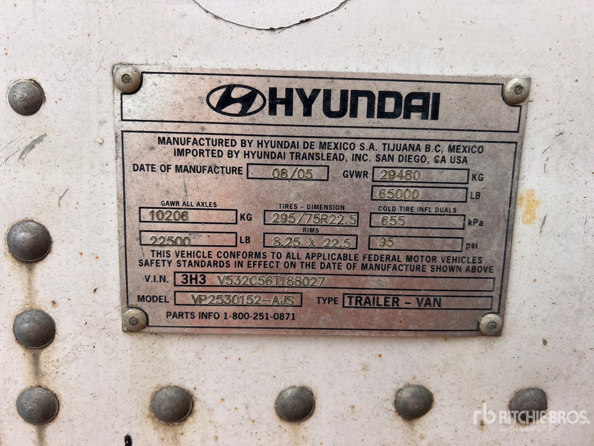 General Appearance with Serial Number / VIN