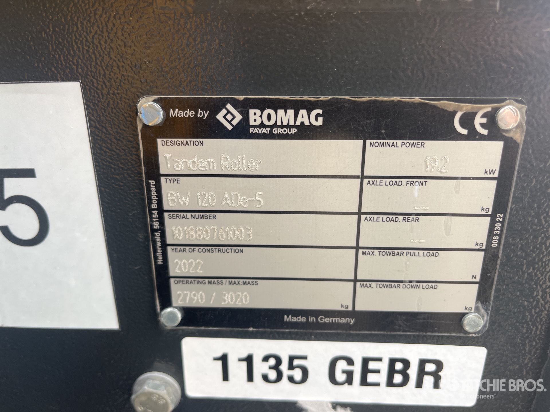 General Appearance with Serial Number / VIN