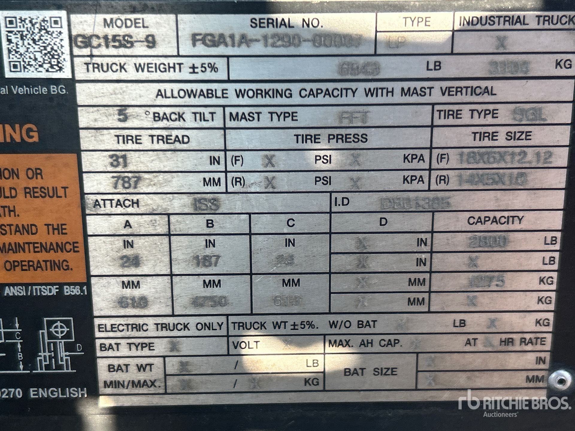 General Appearance with Serial Number / VIN
