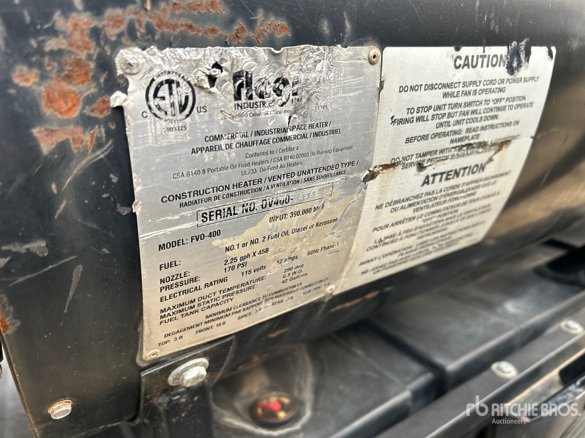 General Appearance with Serial Number / VIN