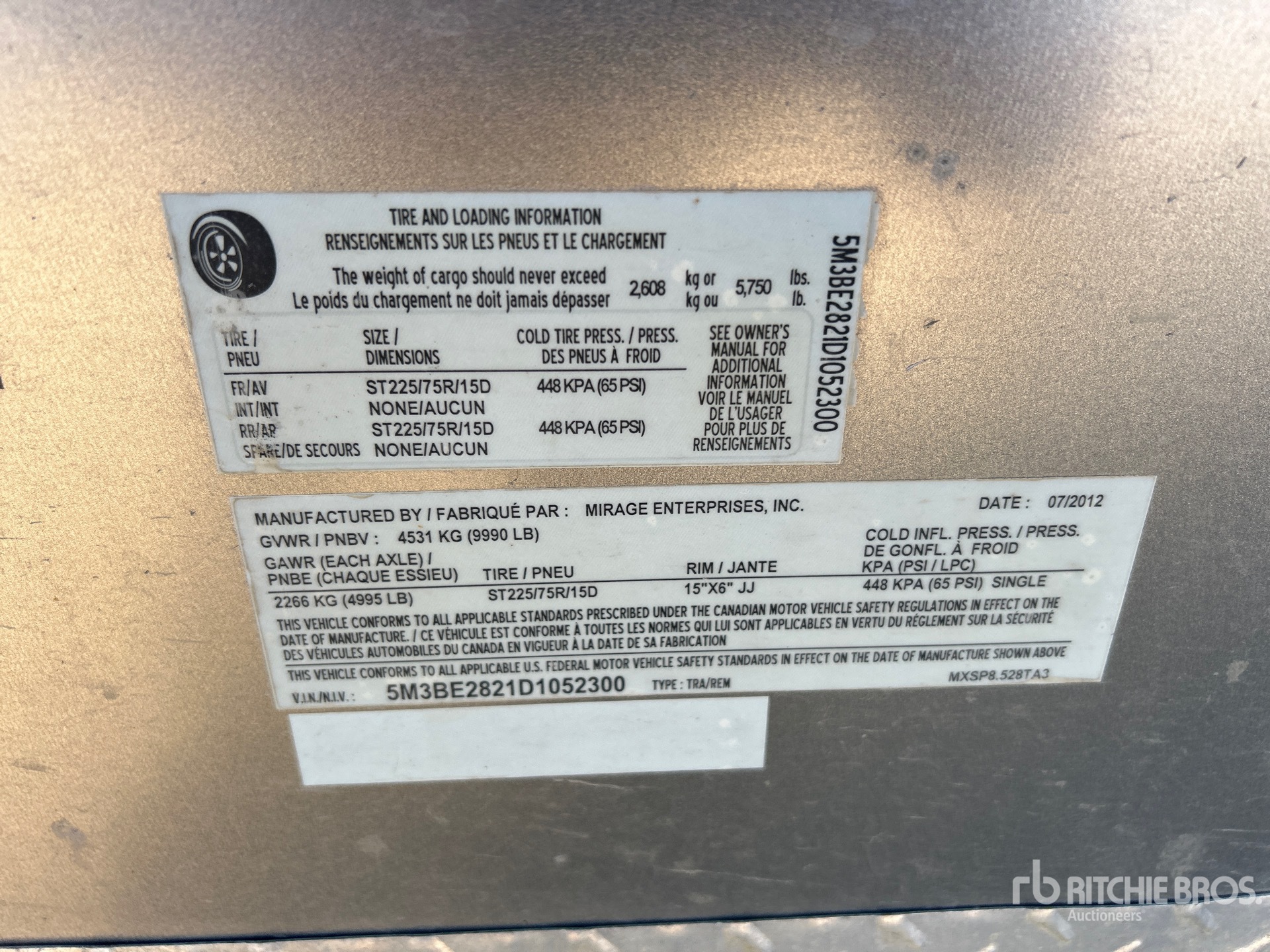 General Appearance with Serial Number / VIN