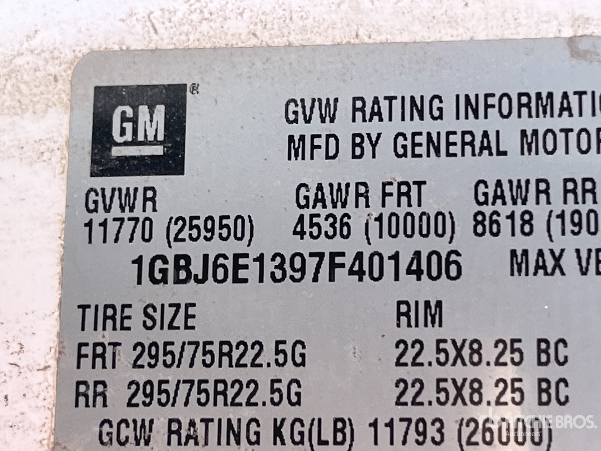 General Appearance with Serial Number / VIN