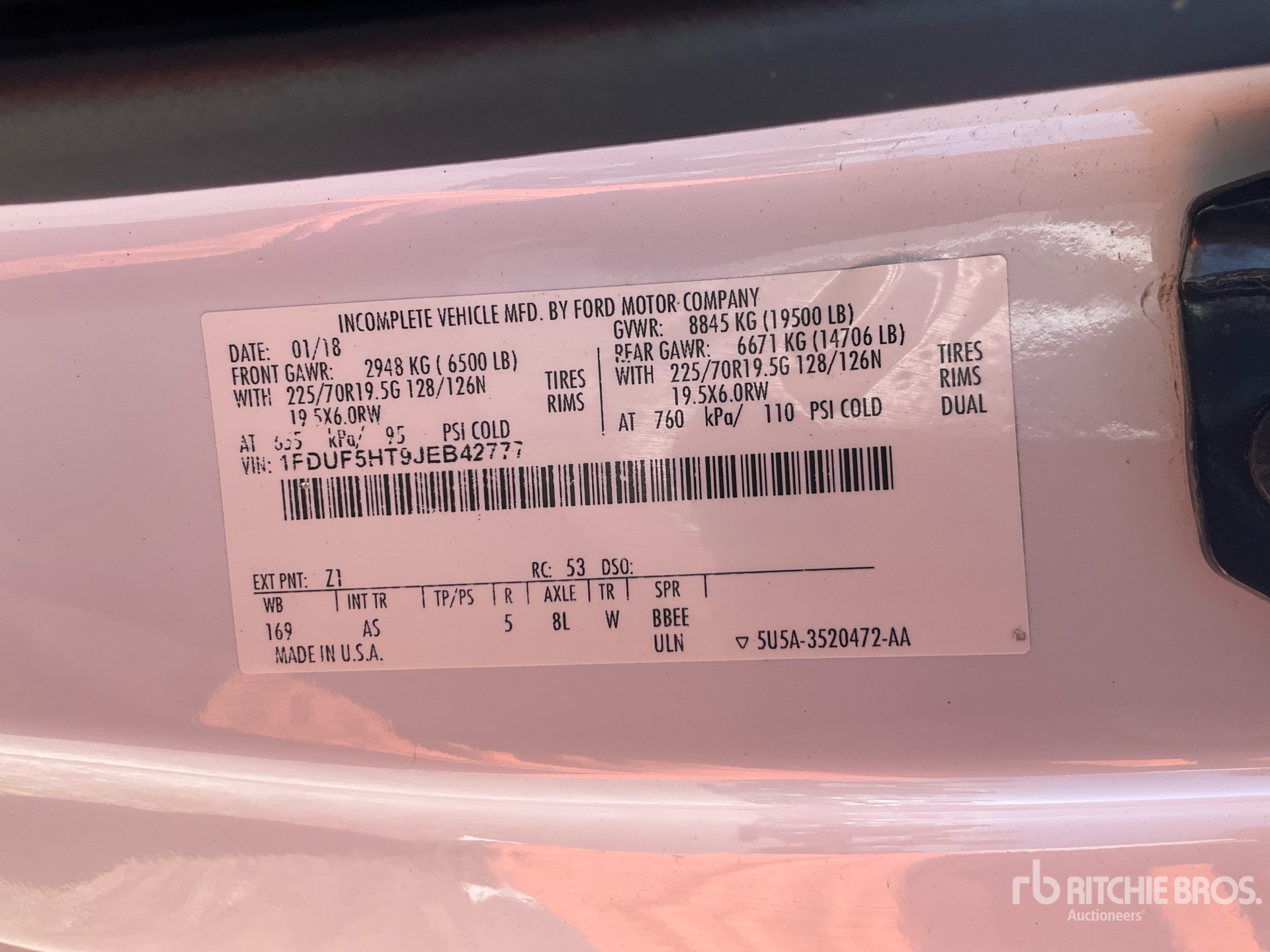 General Appearance with Serial Number / VIN