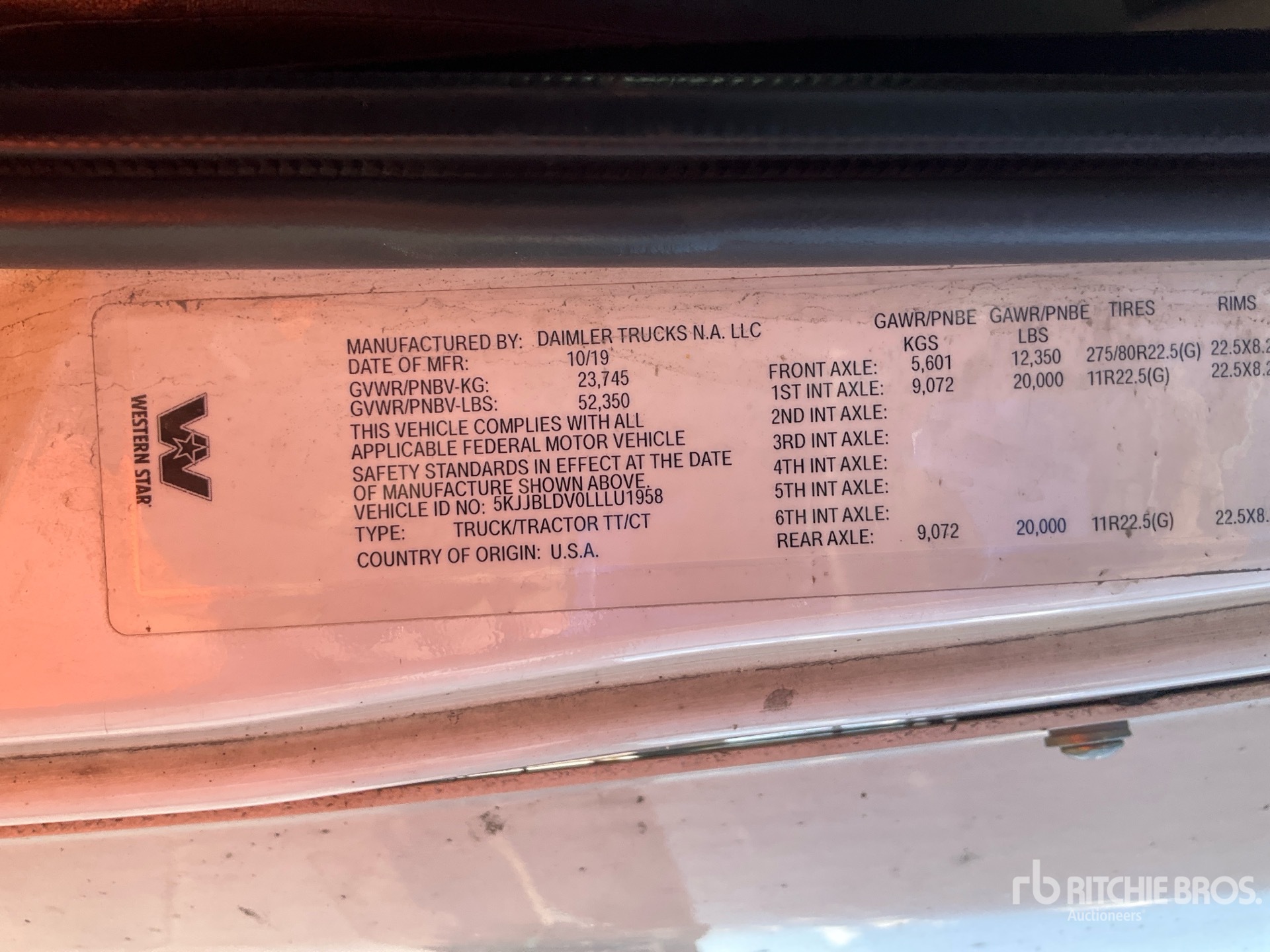 General Appearance with Serial Number / VIN