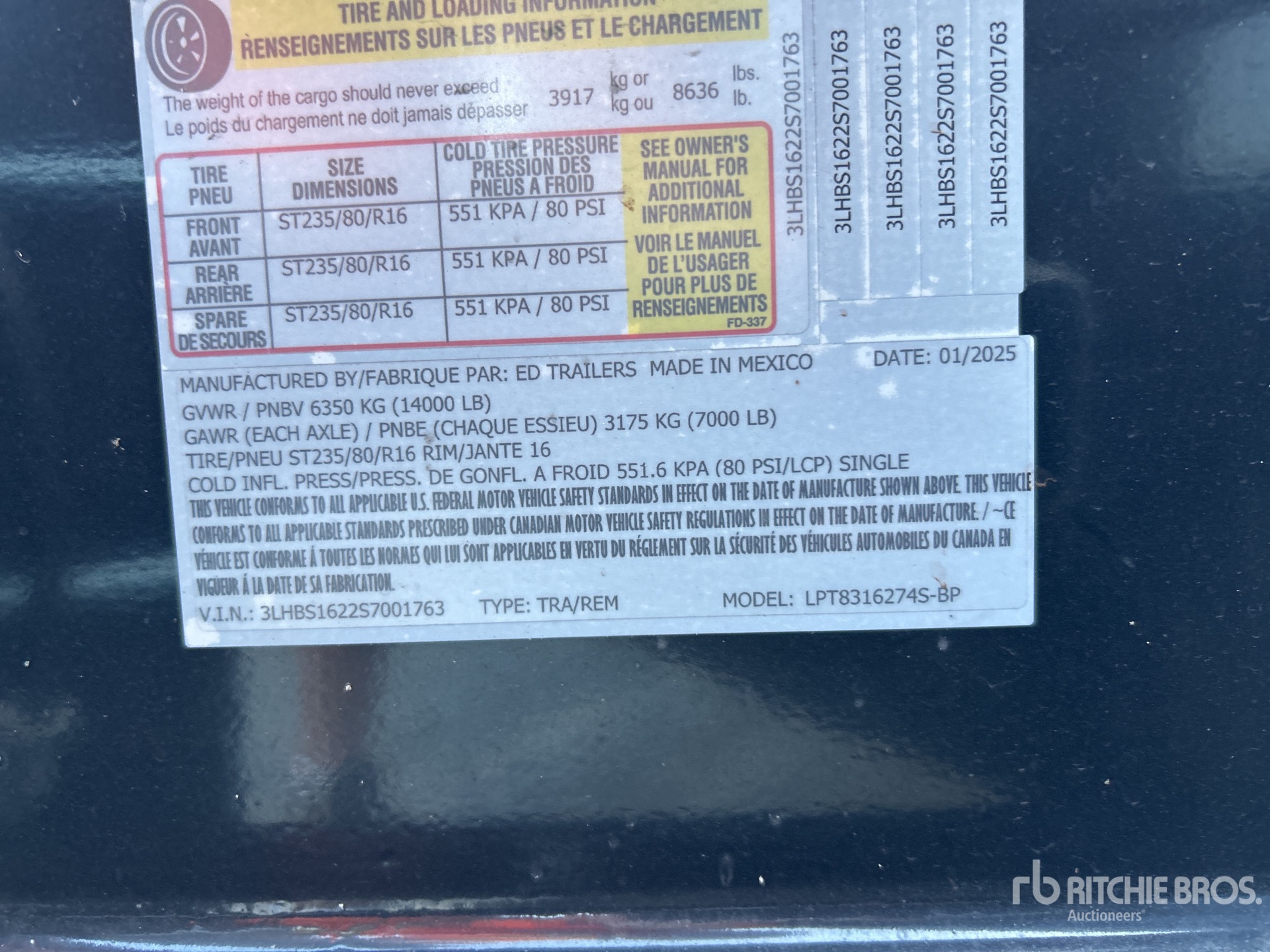 General Appearance with Serial Number / VIN