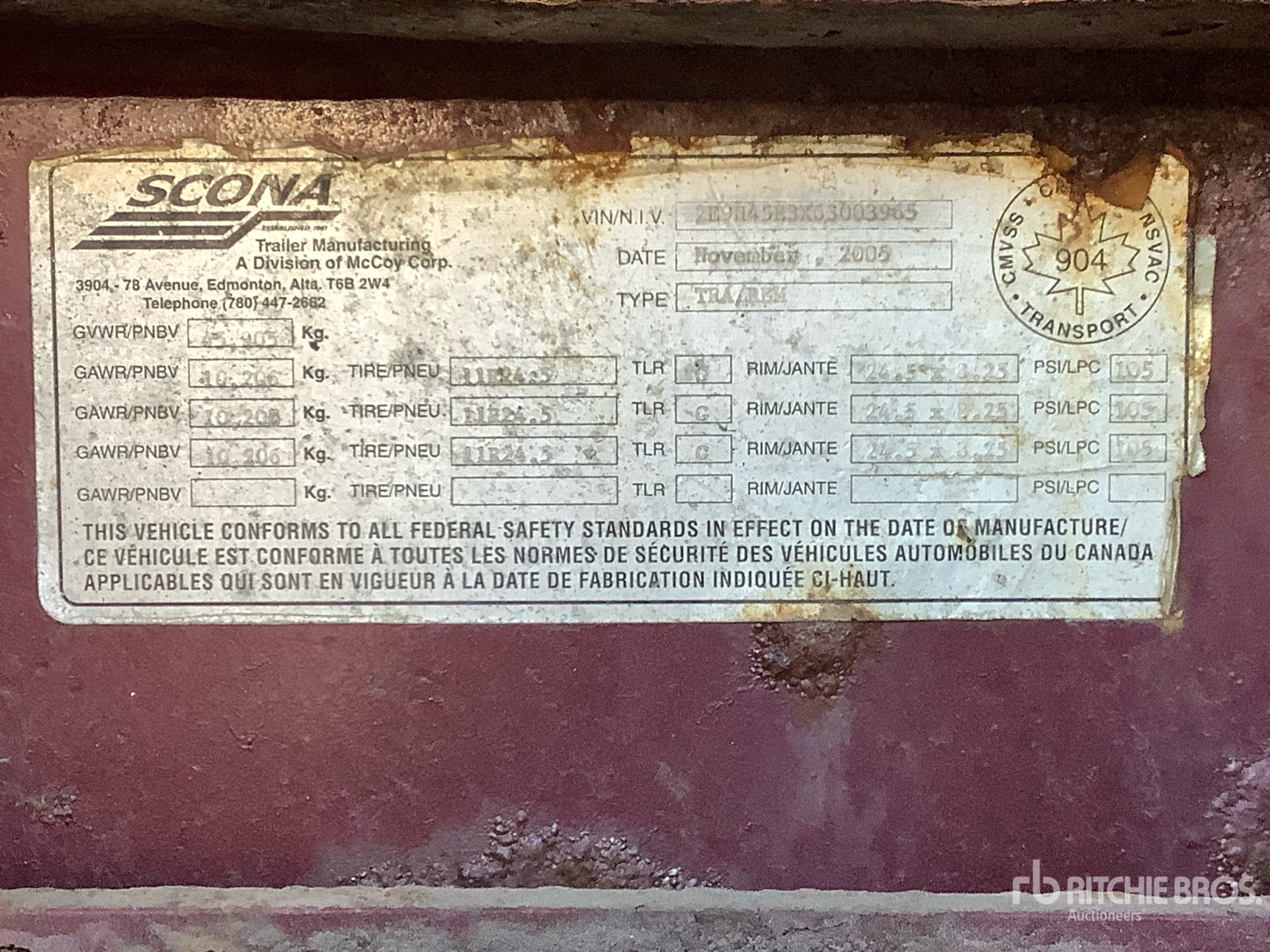 General Appearance with Serial Number / VIN