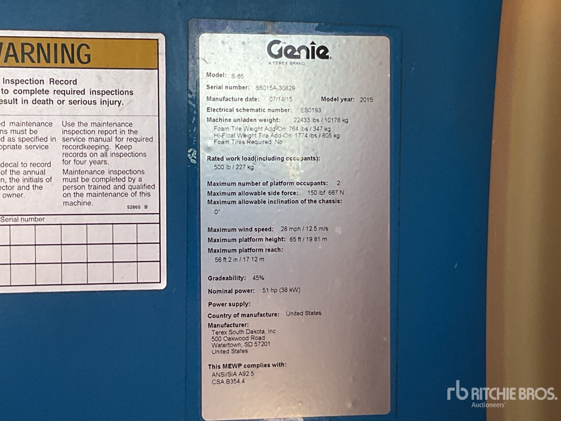 General Appearance with Serial Number / VIN