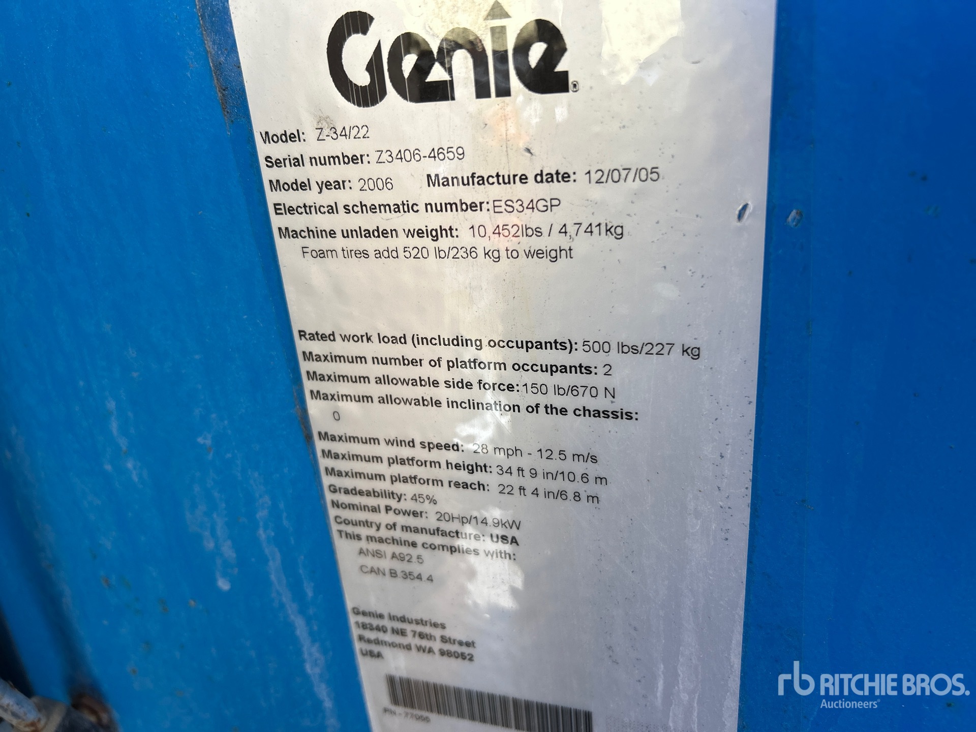 General Appearance with Serial Number / VIN
