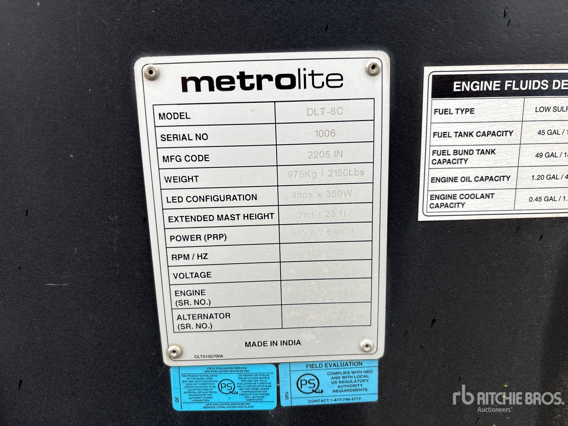 General Appearance with Serial Number / VIN