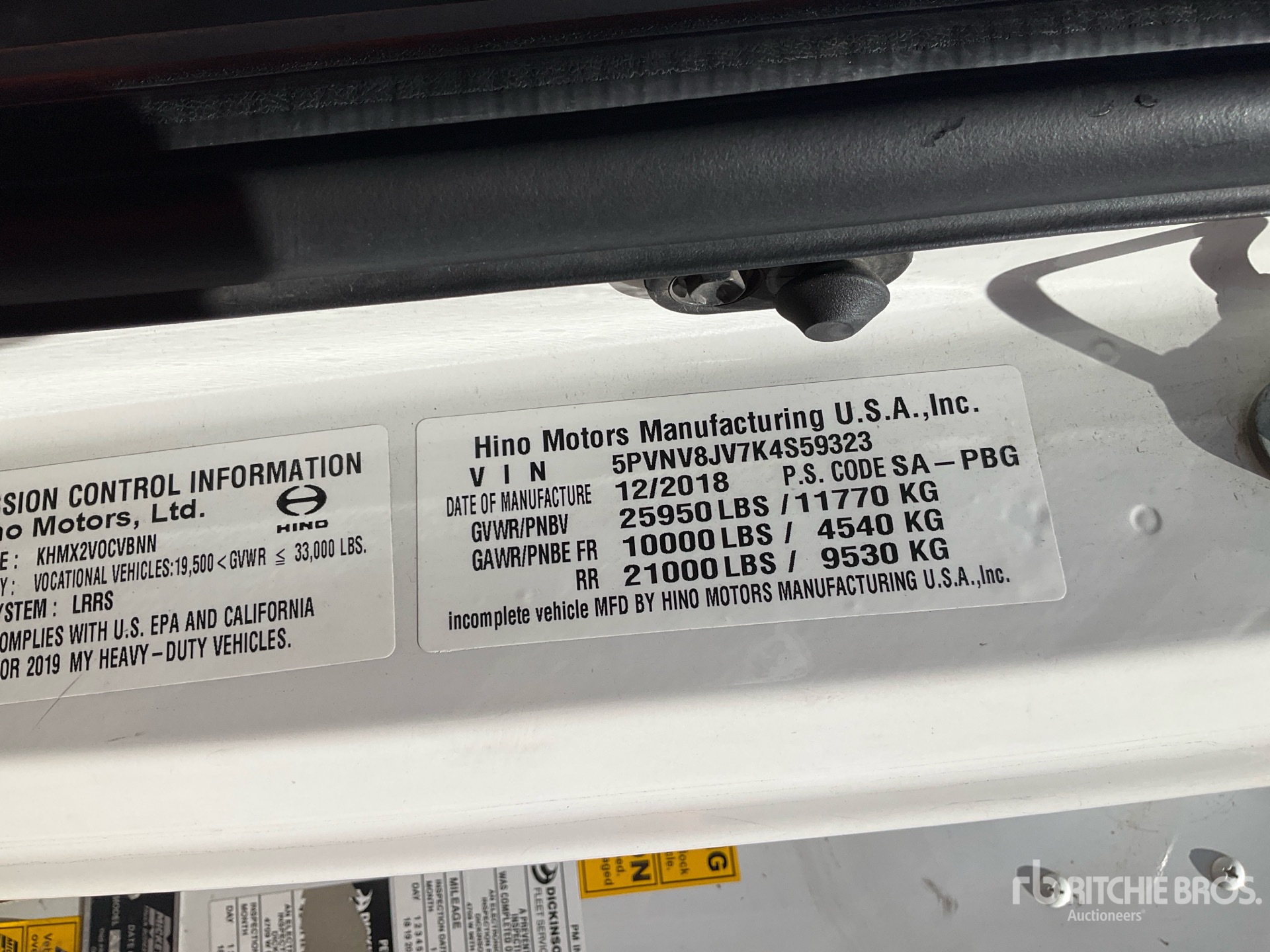 General Appearance with Serial Number / VIN