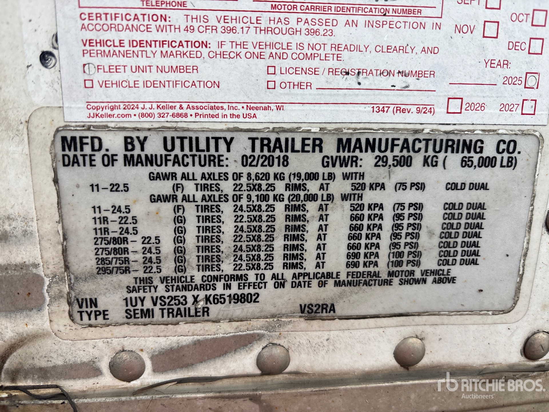 General Appearance with Serial Number / VIN