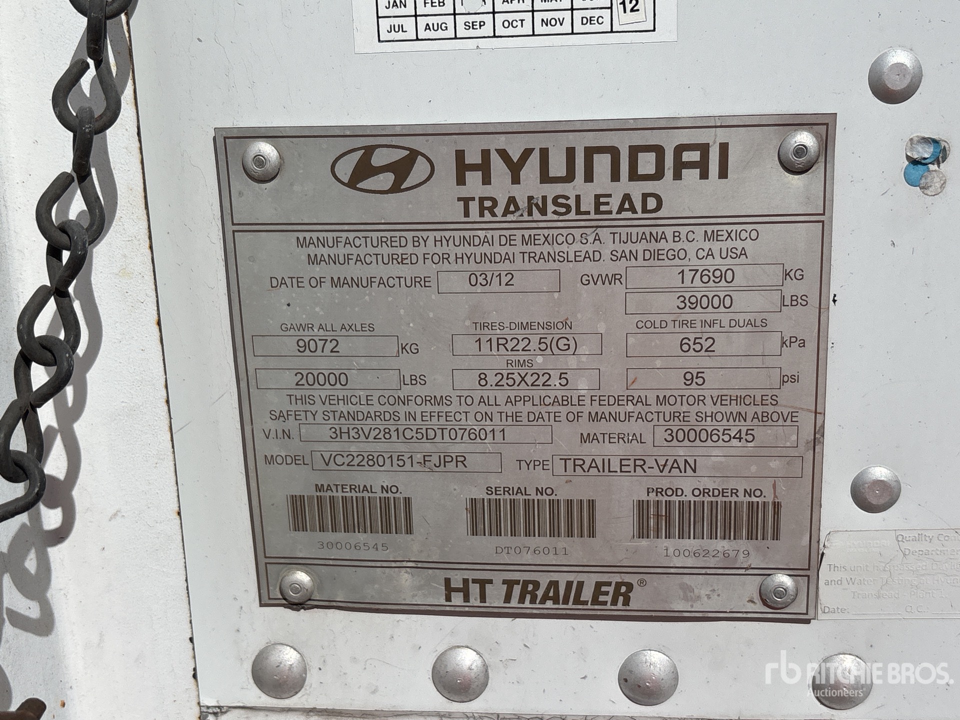 General Appearance with Serial Number / VIN