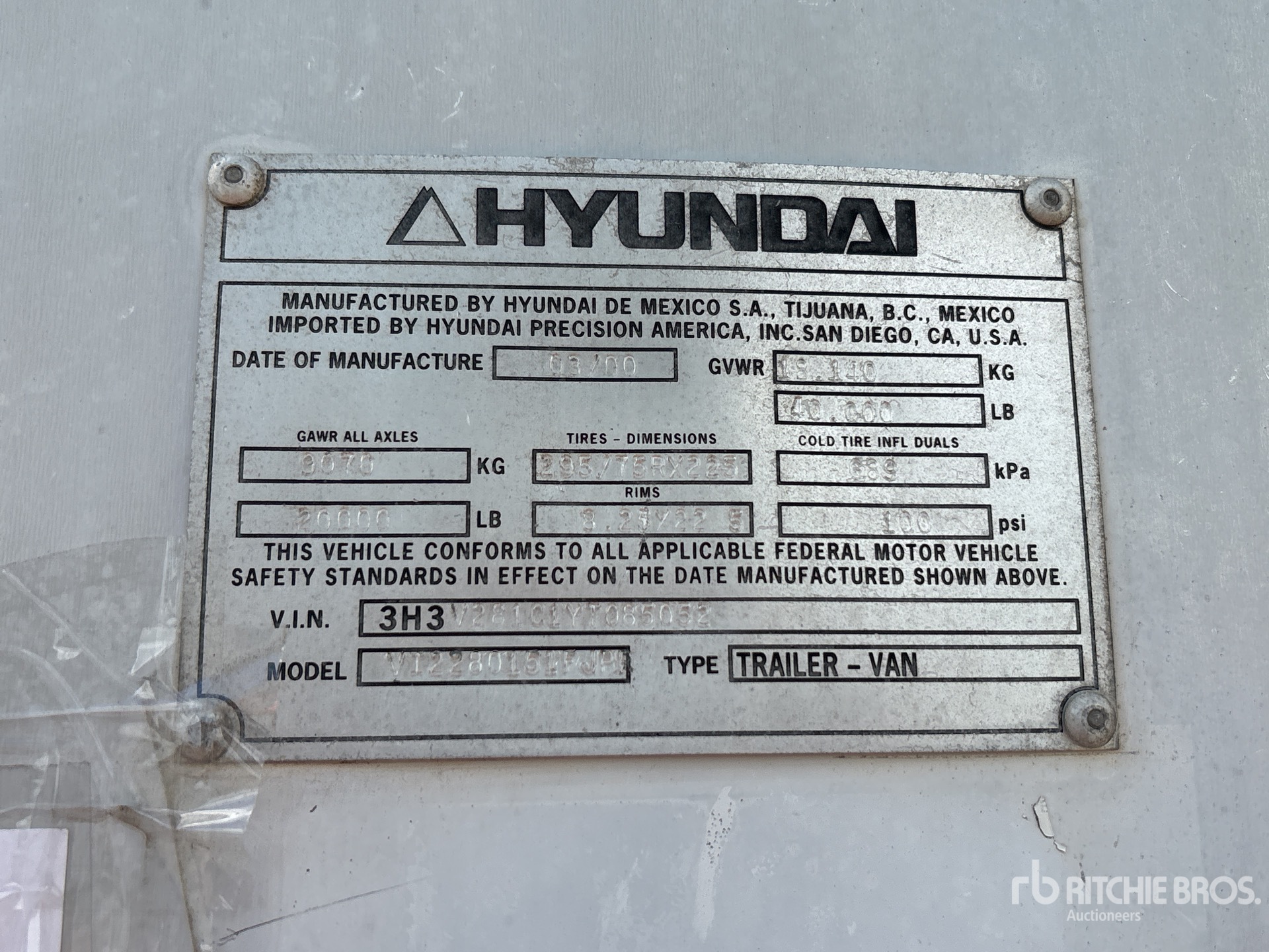 General Appearance with Serial Number / VIN