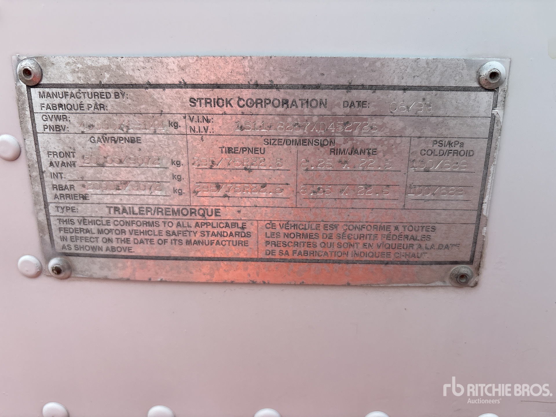 General Appearance with Serial Number / VIN