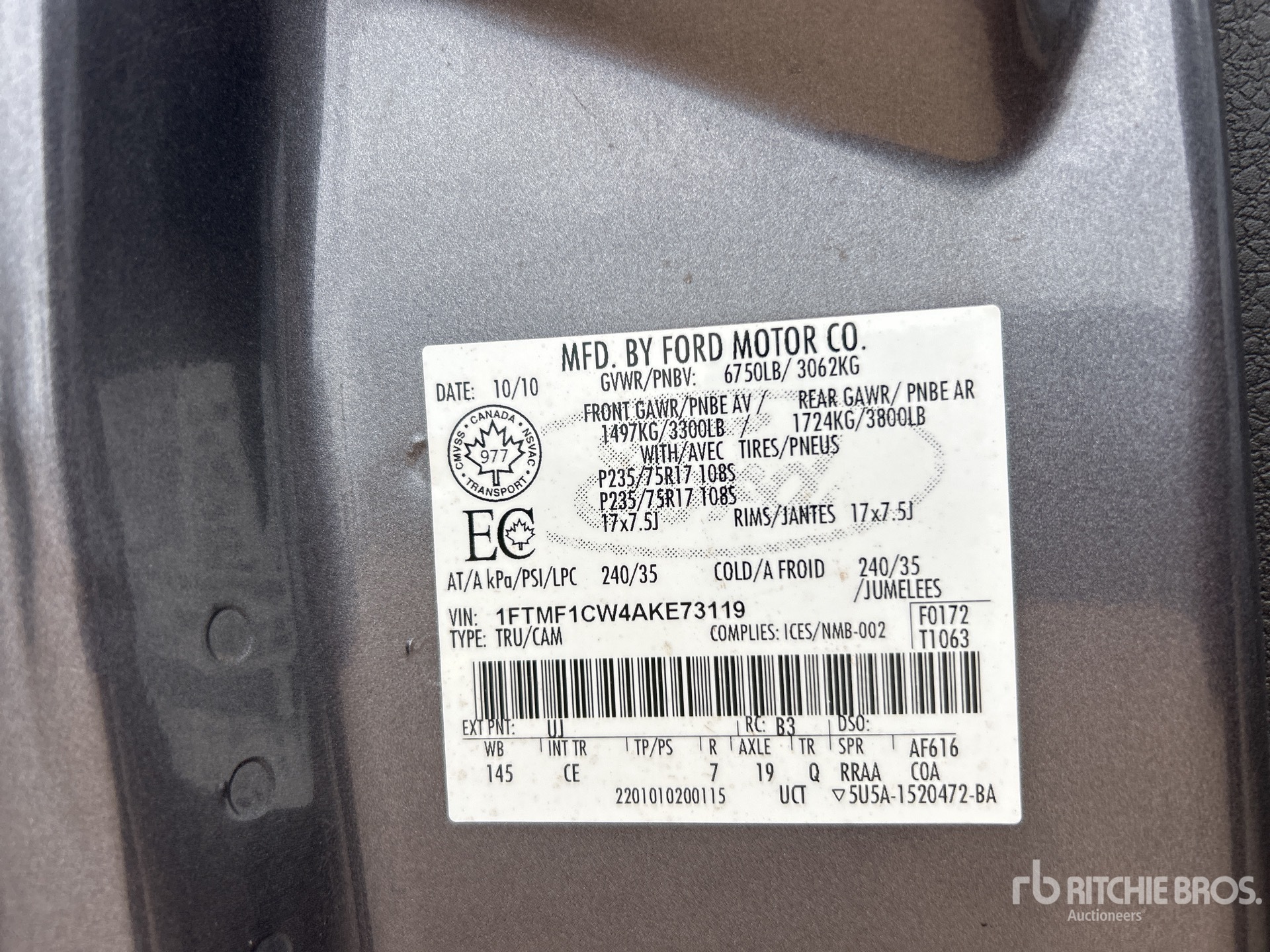 General Appearance with Serial Number / VIN
