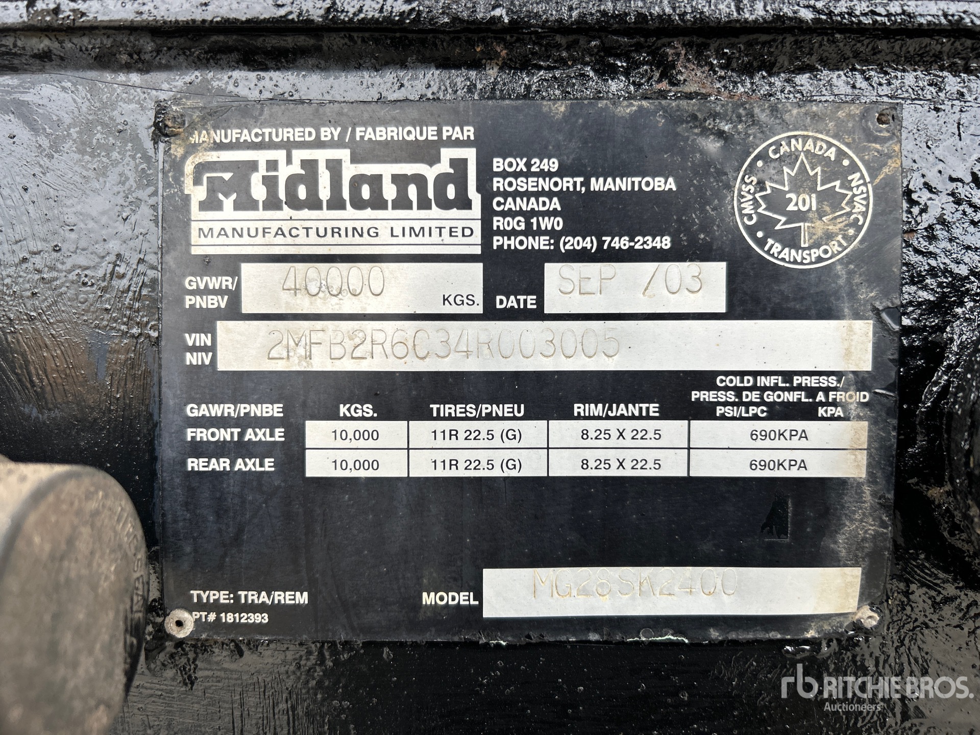 General Appearance with Serial Number / VIN