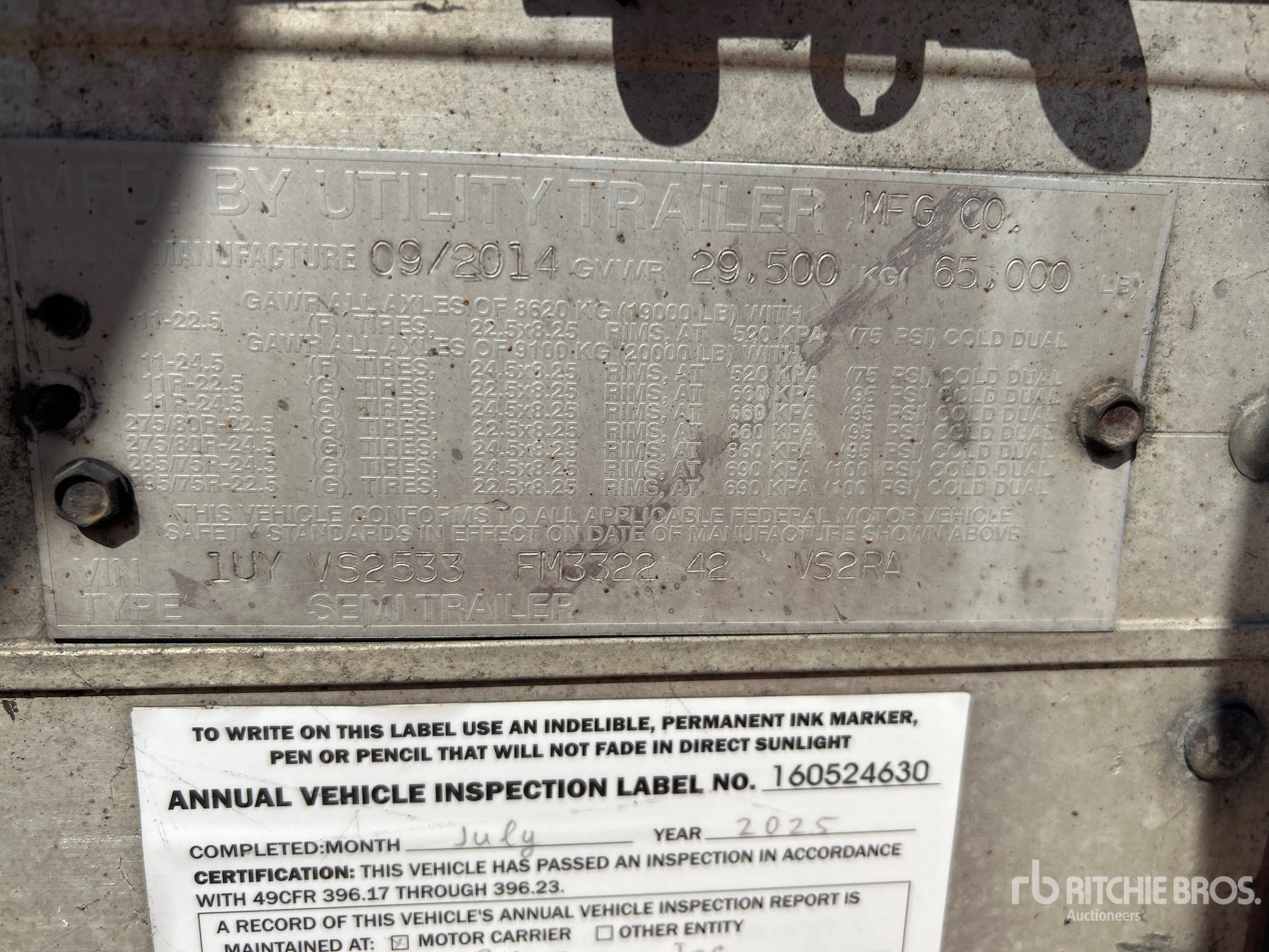 General Appearance with Serial Number / VIN