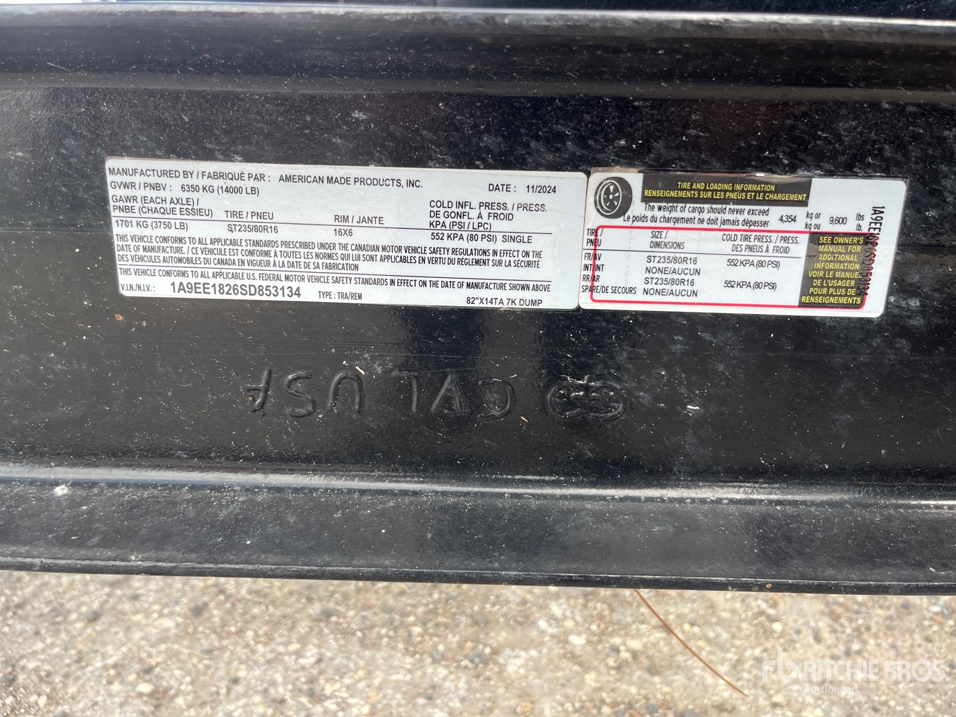General Appearance with Serial Number / VIN