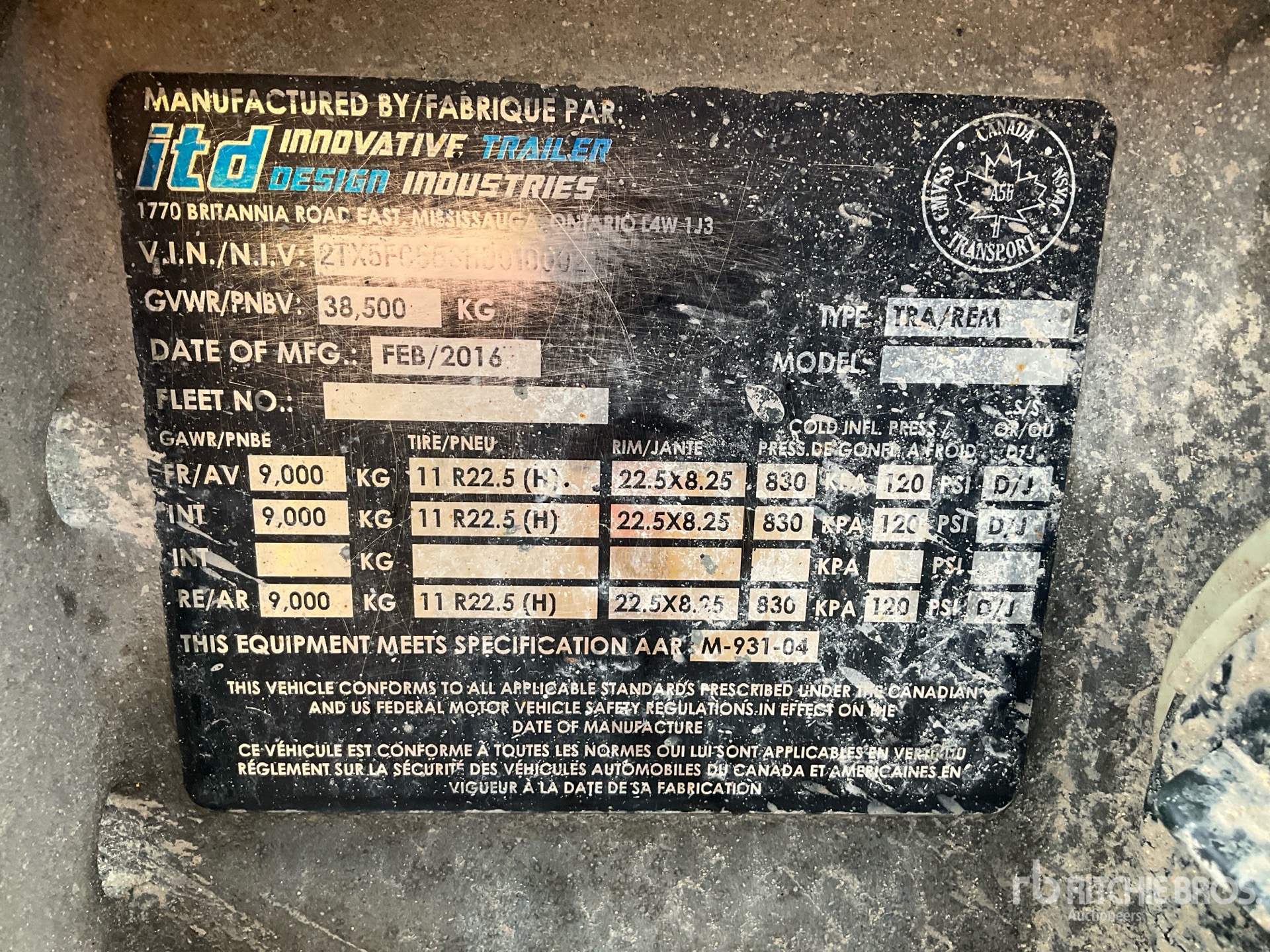 General Appearance with Serial Number / VIN