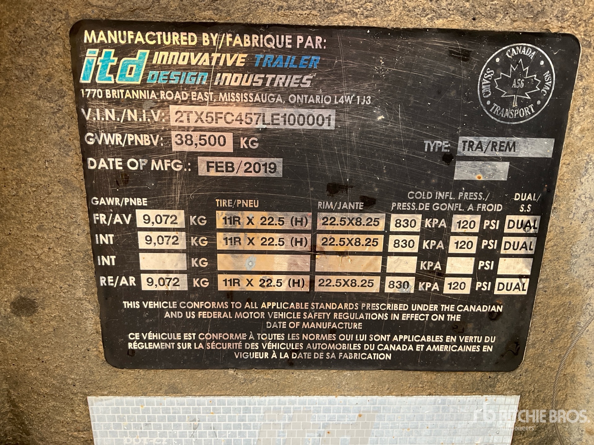 General Appearance with Serial Number / VIN