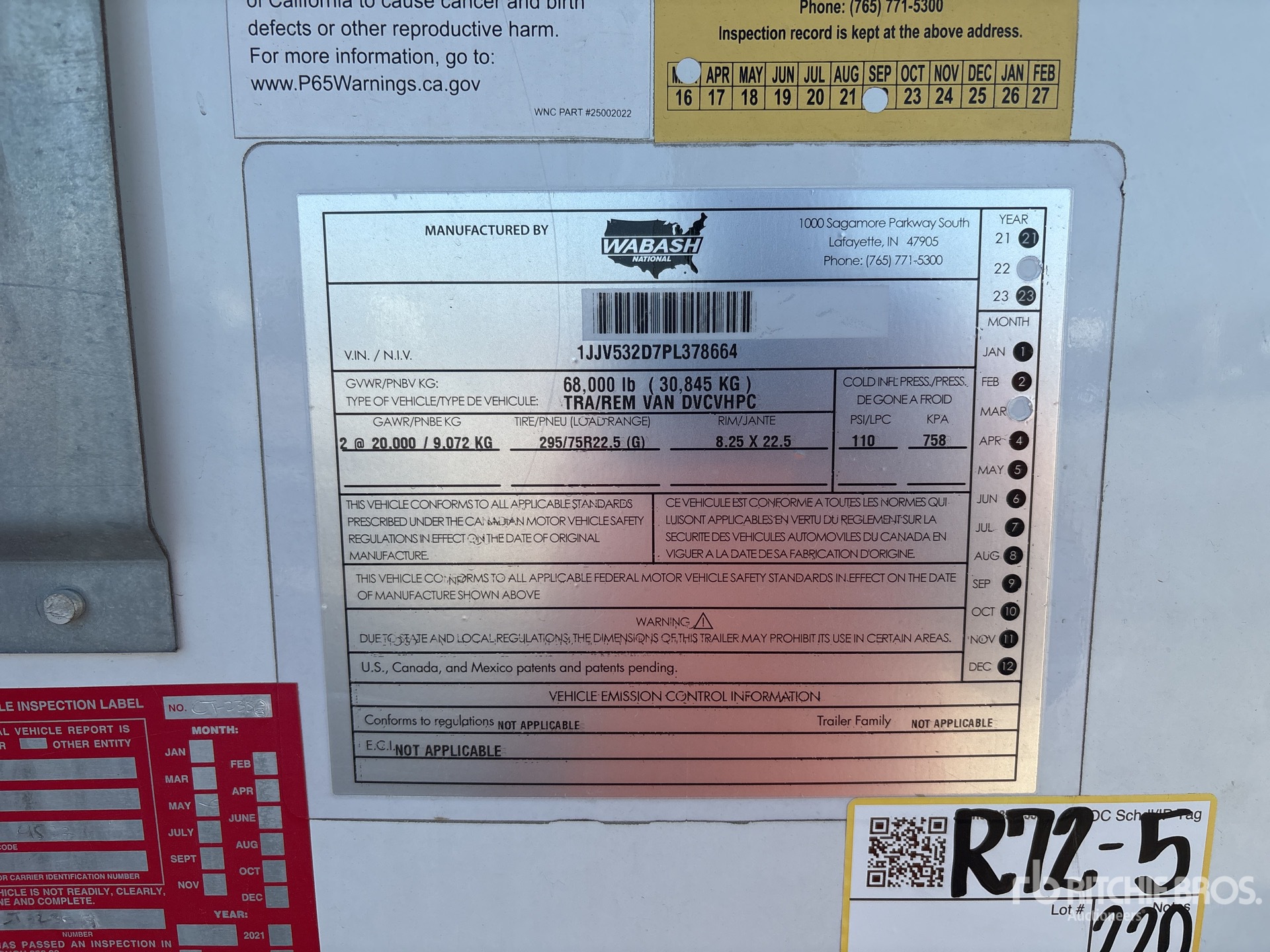 General Appearance with Serial Number / VIN