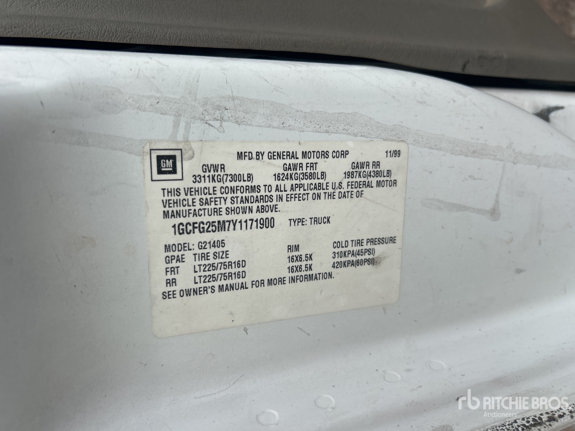 General Appearance with Serial Number / VIN