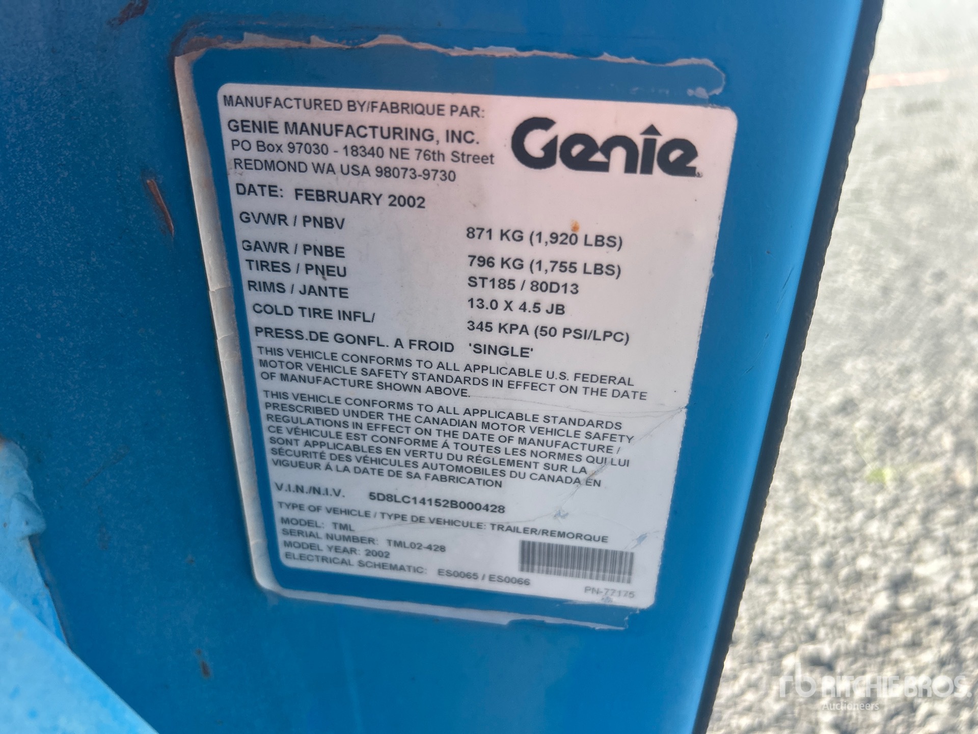 General Appearance with Serial Number / VIN