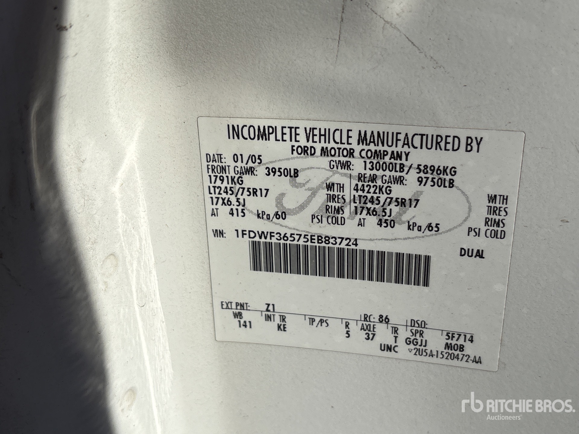 General Appearance with Serial Number / VIN