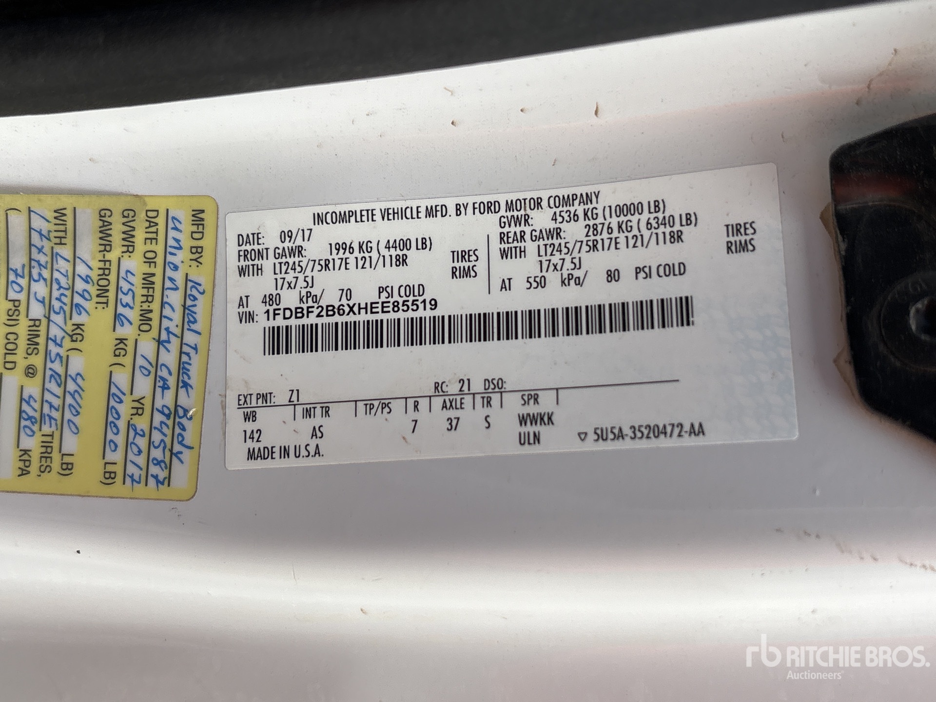 General Appearance with Serial Number / VIN