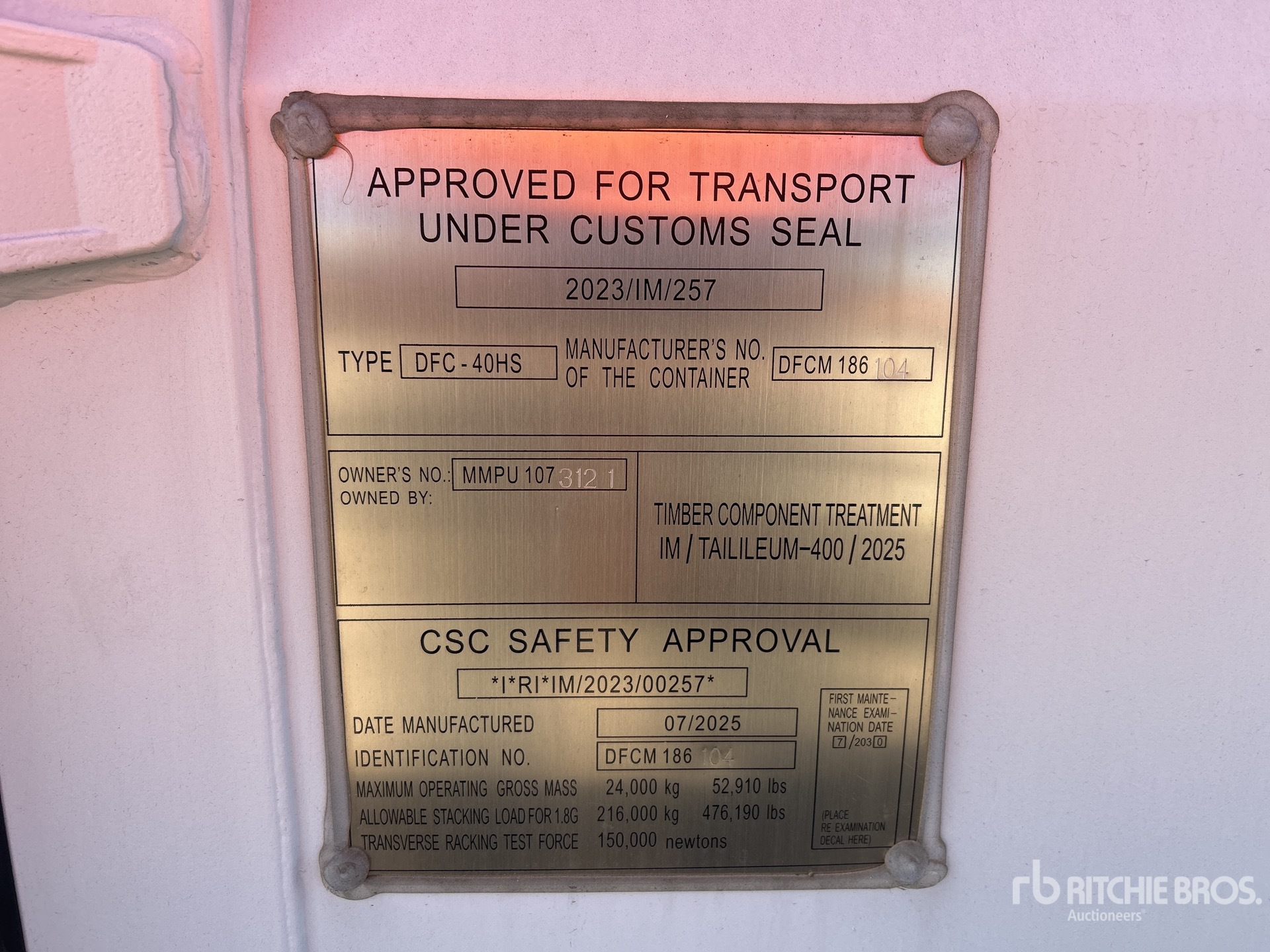 General Appearance with Serial Number / VIN