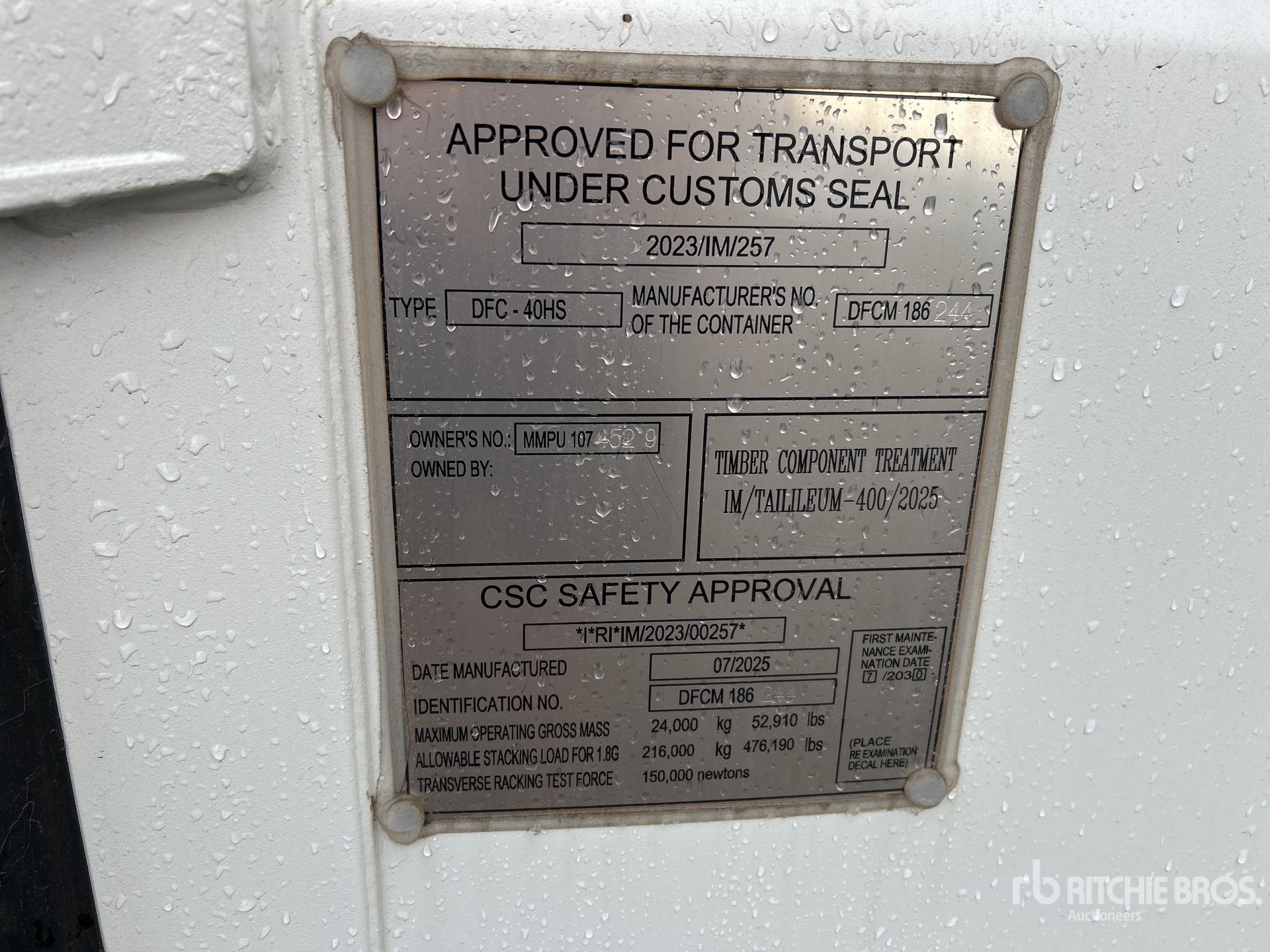 General Appearance with Serial Number / VIN
