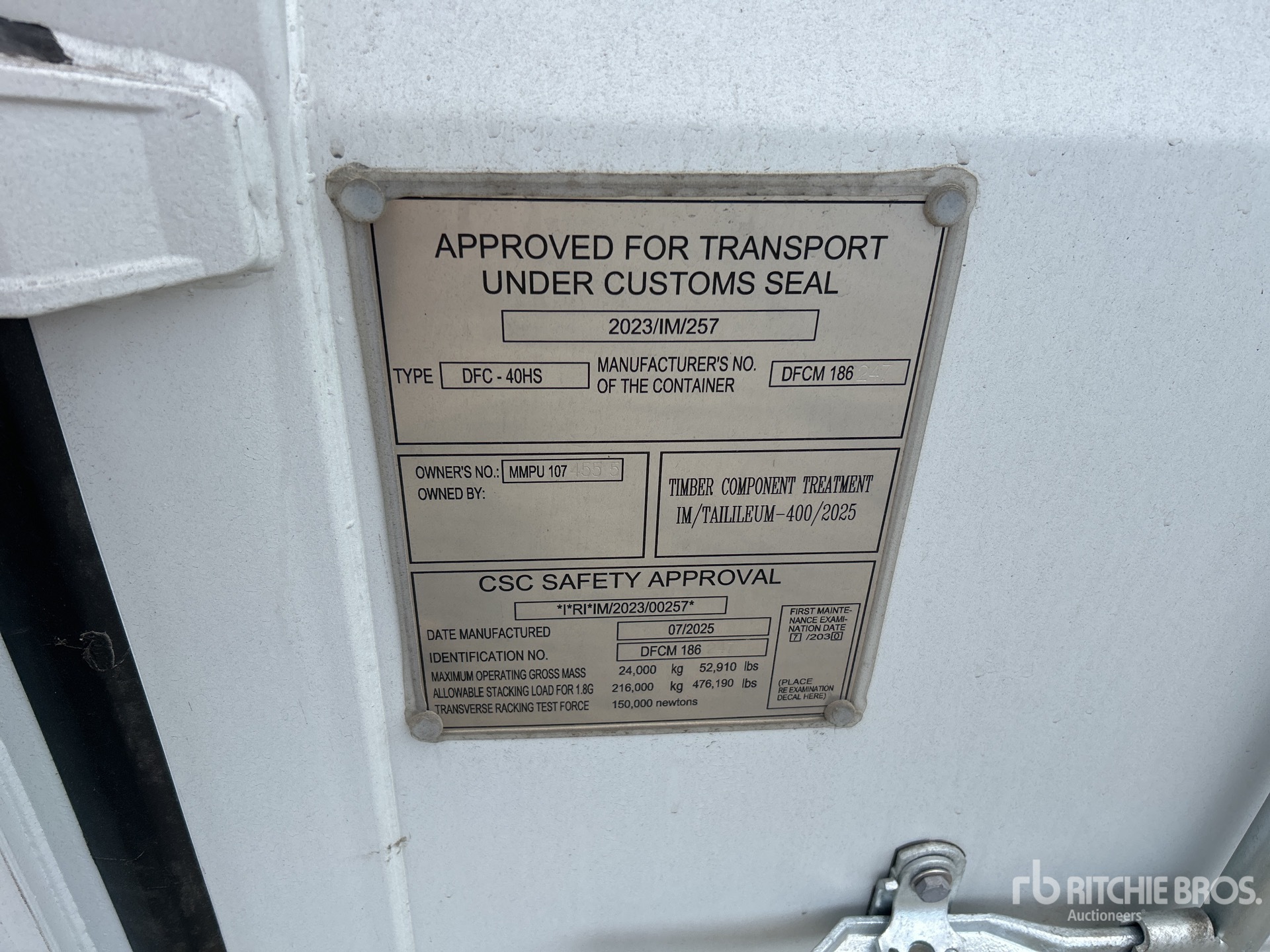 General Appearance with Serial Number / VIN