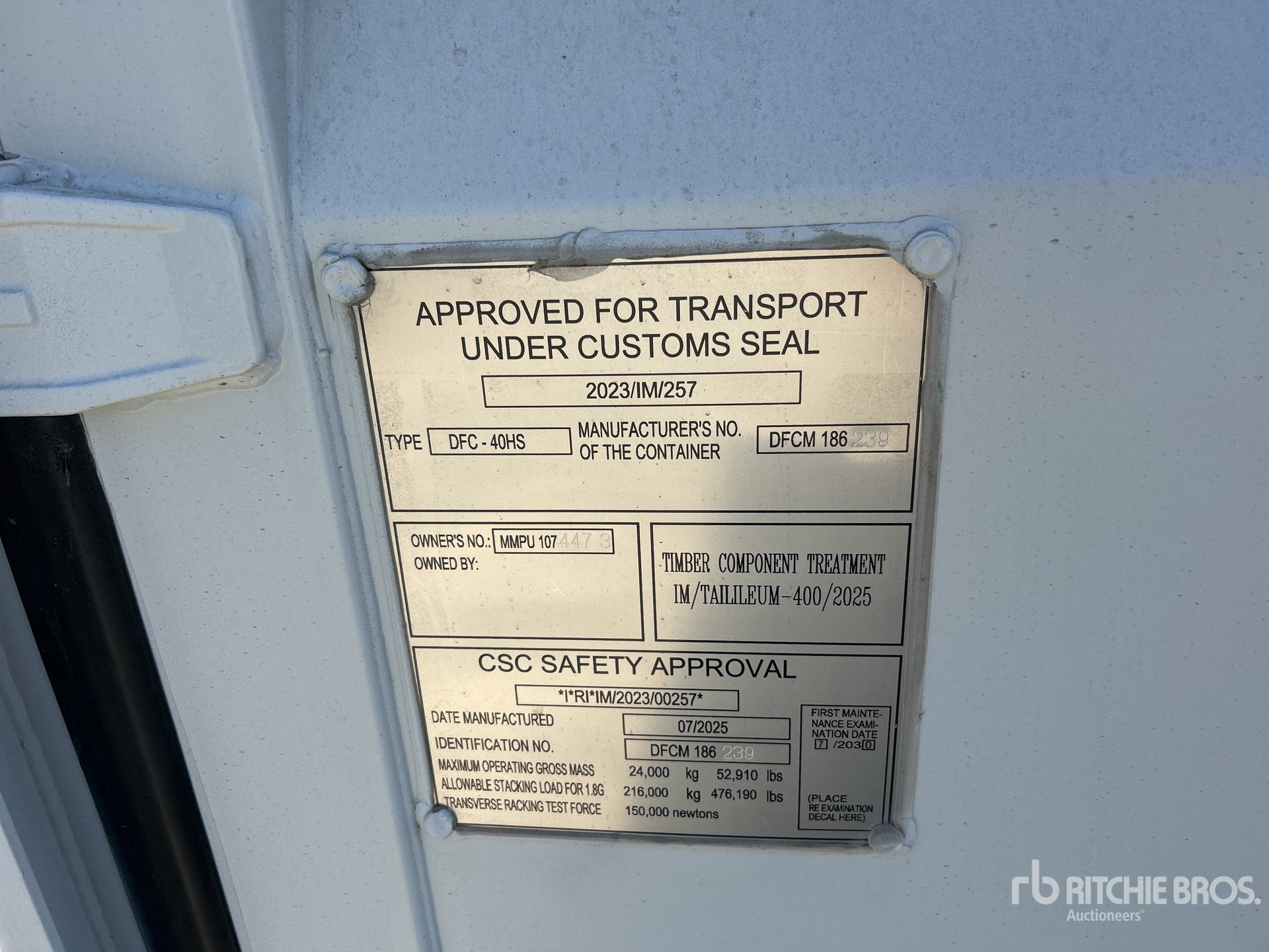 General Appearance with Serial Number / VIN