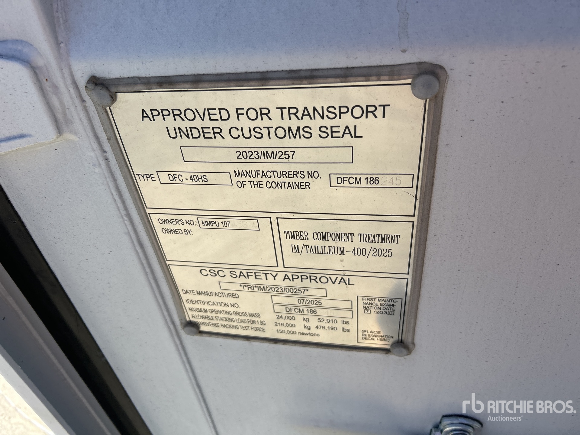 General Appearance with Serial Number / VIN