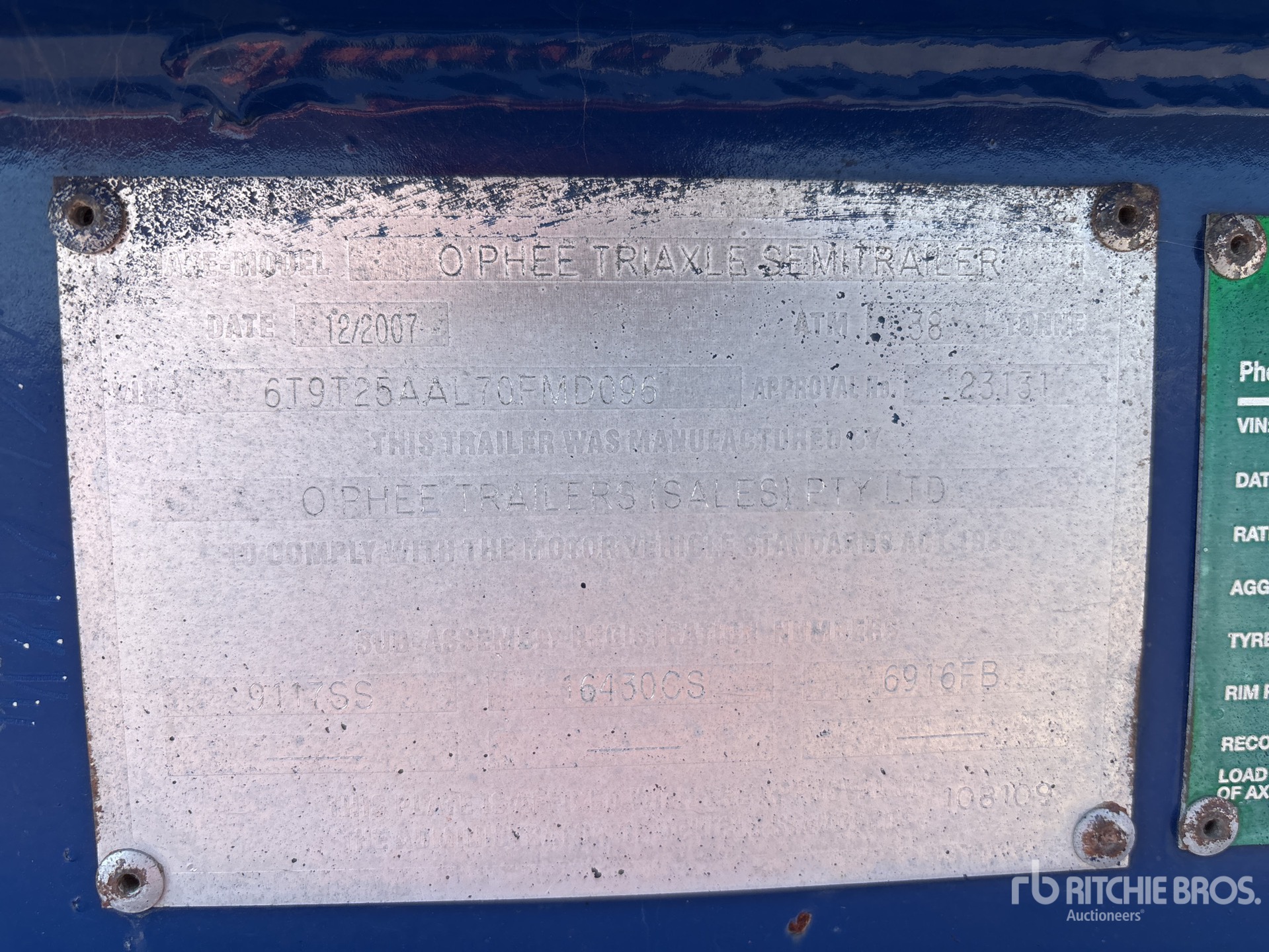 General Appearance with Serial Number / VIN